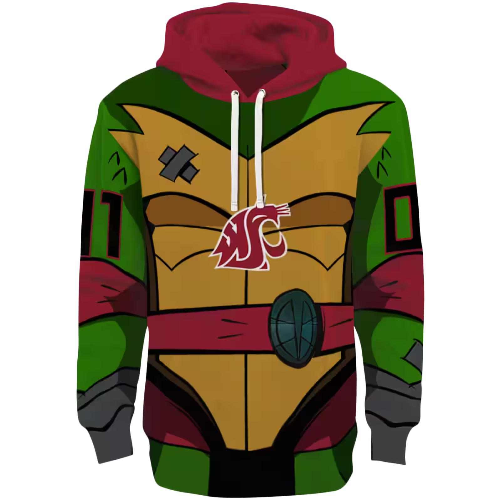 Custom Washington State Cougars Superhero Armor Crimson Green Hoodie