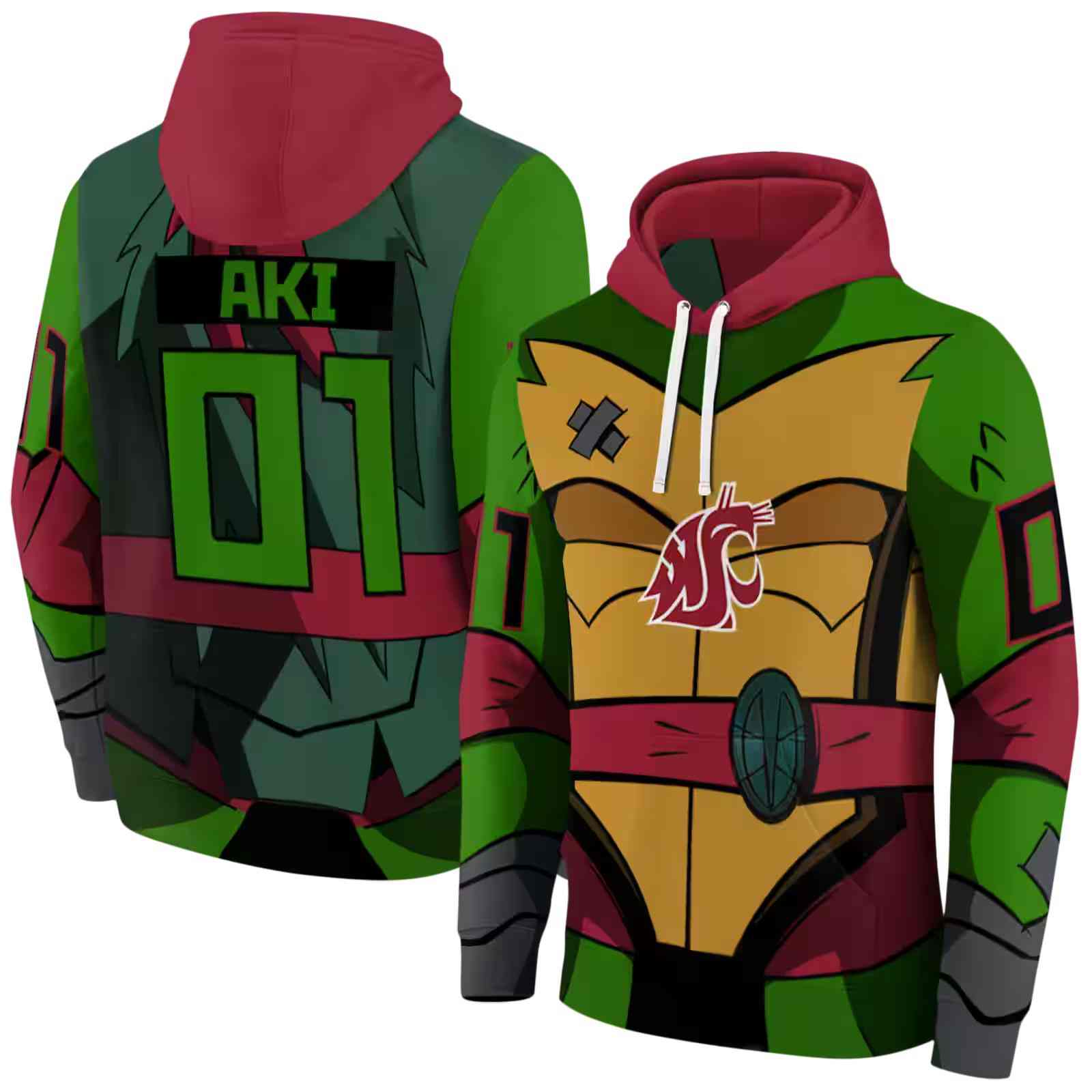 custom washington state cougars superhero armor crimson green hoodie fashion forward