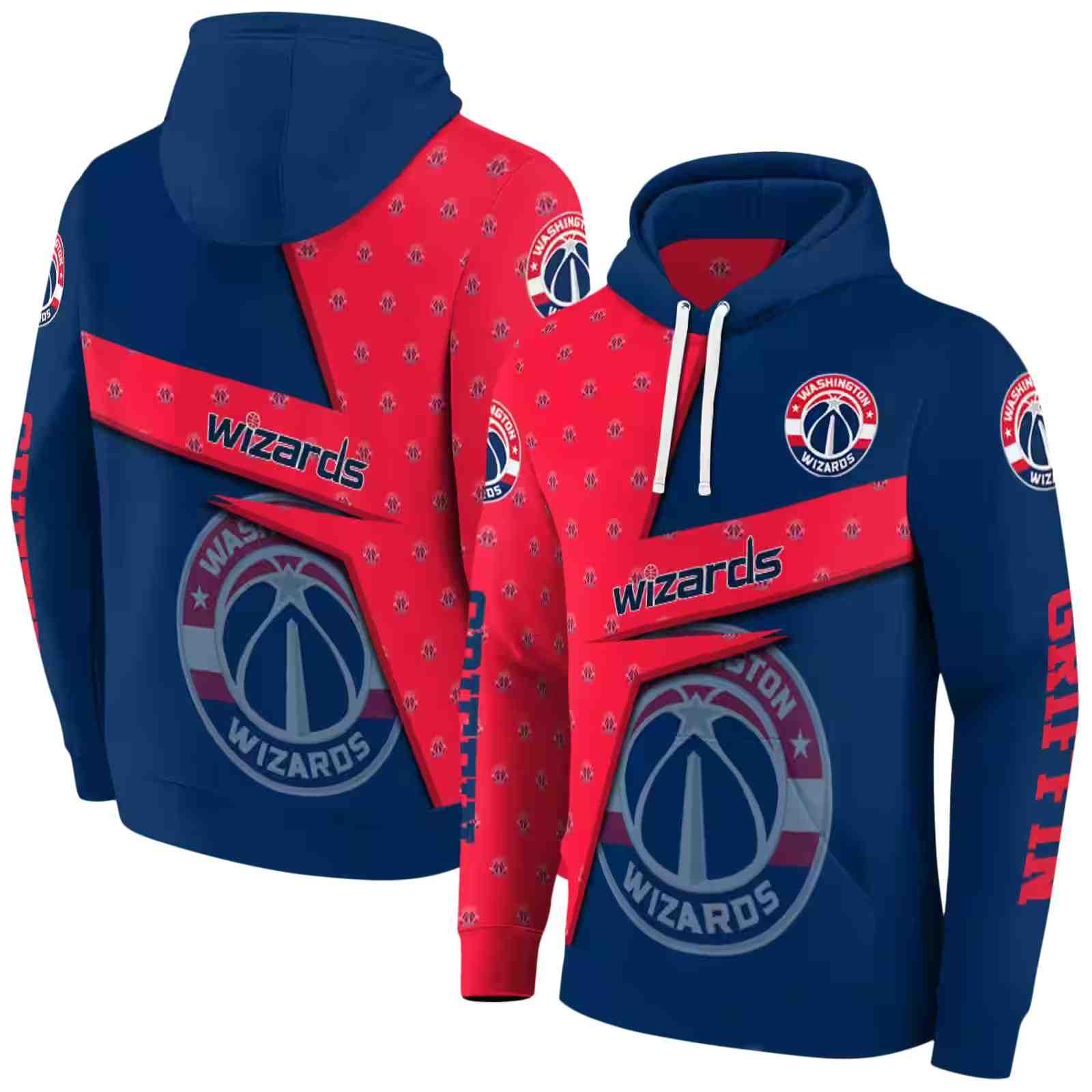 custom washington wizards abstract shape blue hoodie fashion forward