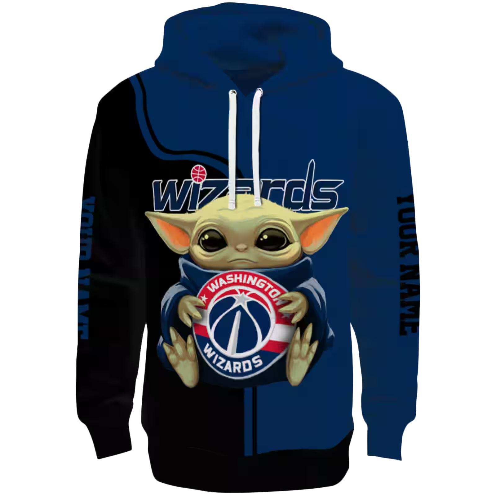 Custom Washington Wizards Baby Yoda Blue Black Hoodie