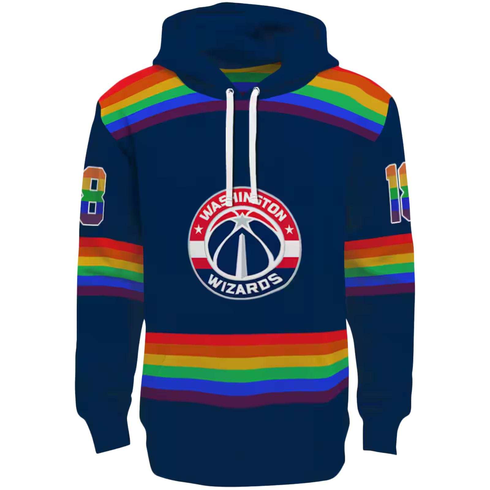 Custom Washington Wizards Rainbow Stripes Blue Hoodie