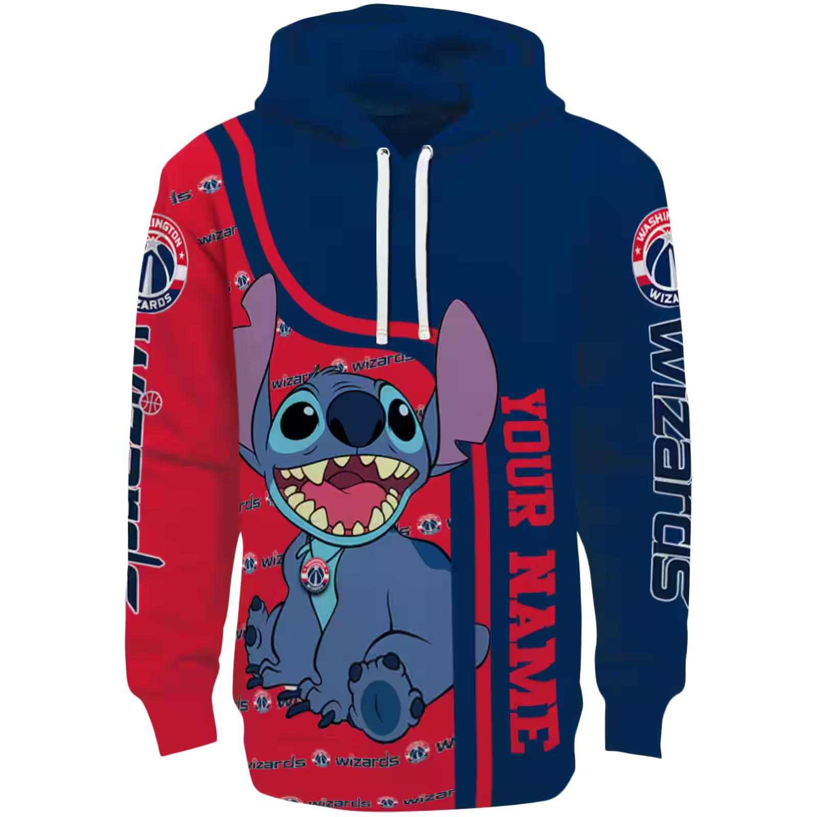 Custom Washington Wizards Stitch Blue Hoodie