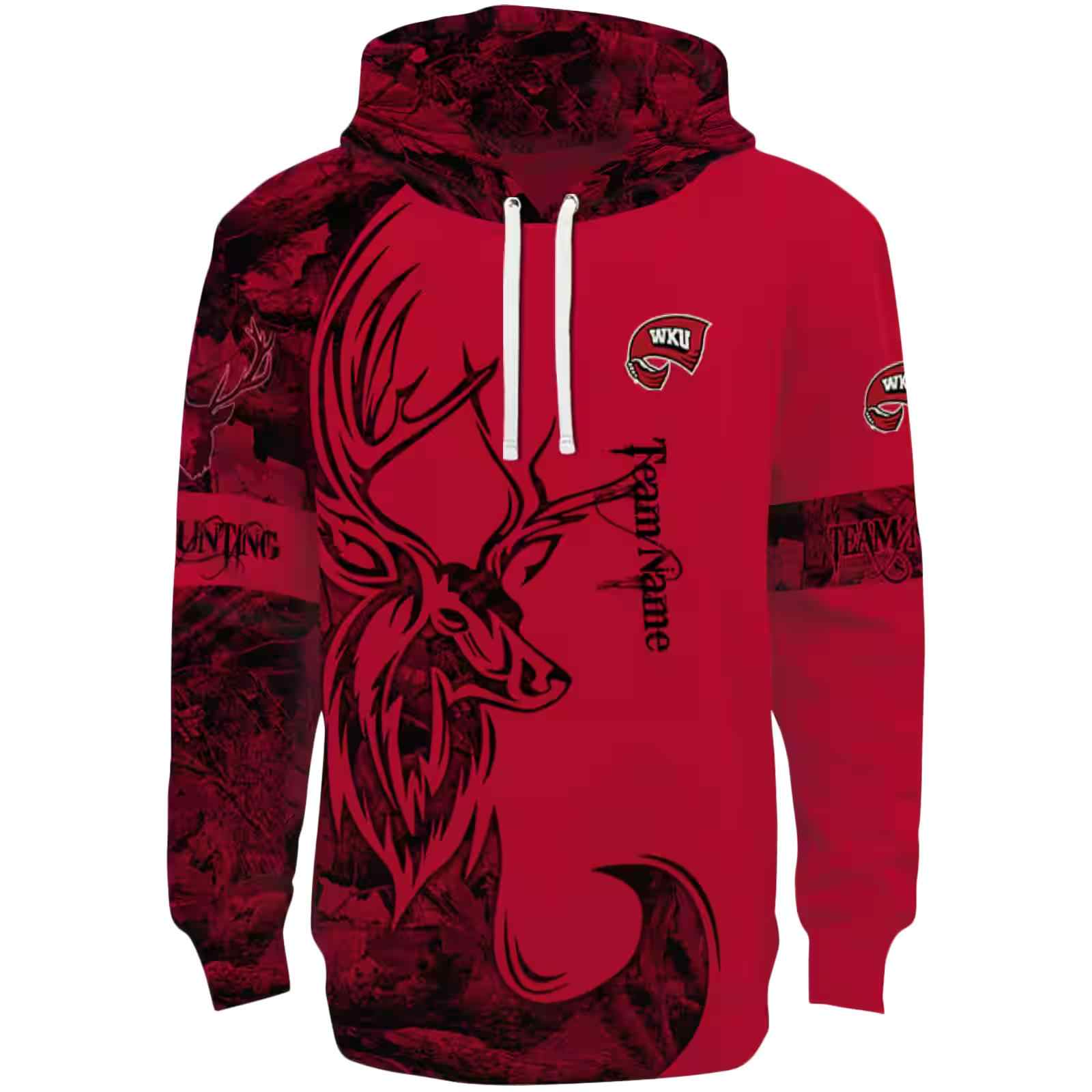 Custom Western Kentucky Hilltoppers Deer Silhouette Red Hoodie