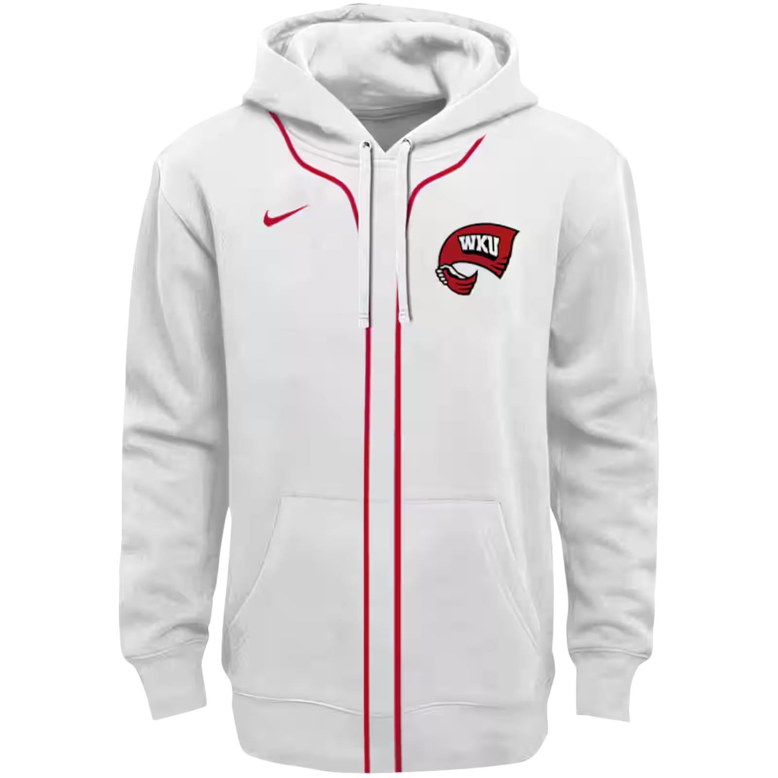 Custom Western Kentucky Hilltoppers Sporty Stripe White Hoodie