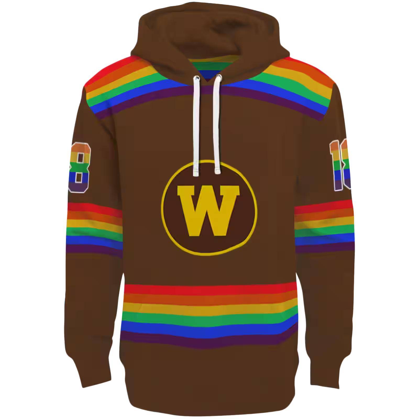 Custom Western Michigan Broncos Rainbow Stripes Brown Hoodie