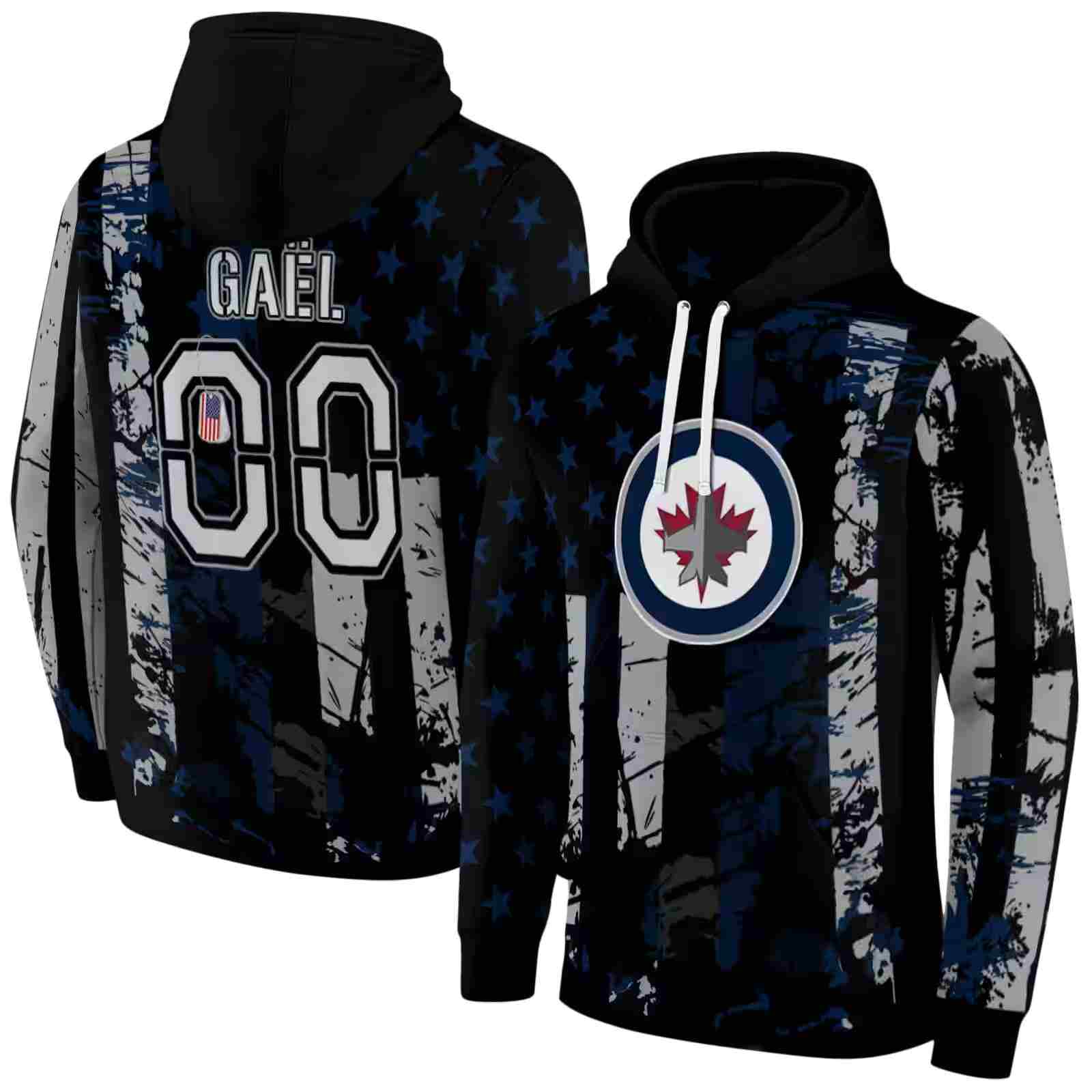 custom winnipeg jets distressed flag blue black hoodie fashion forward