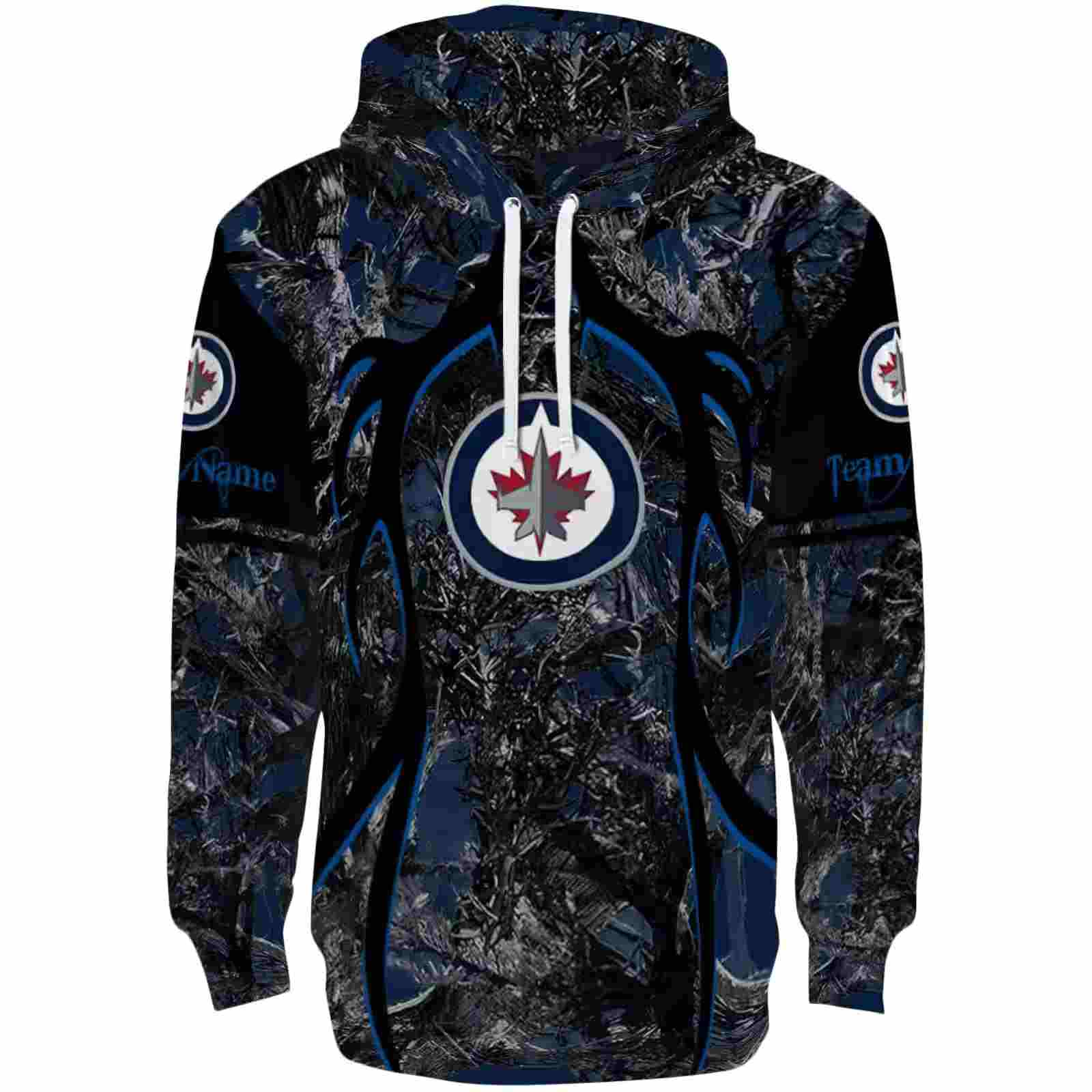 Custom Winnipeg Jets Hunting Theme Blue Black Hoodie