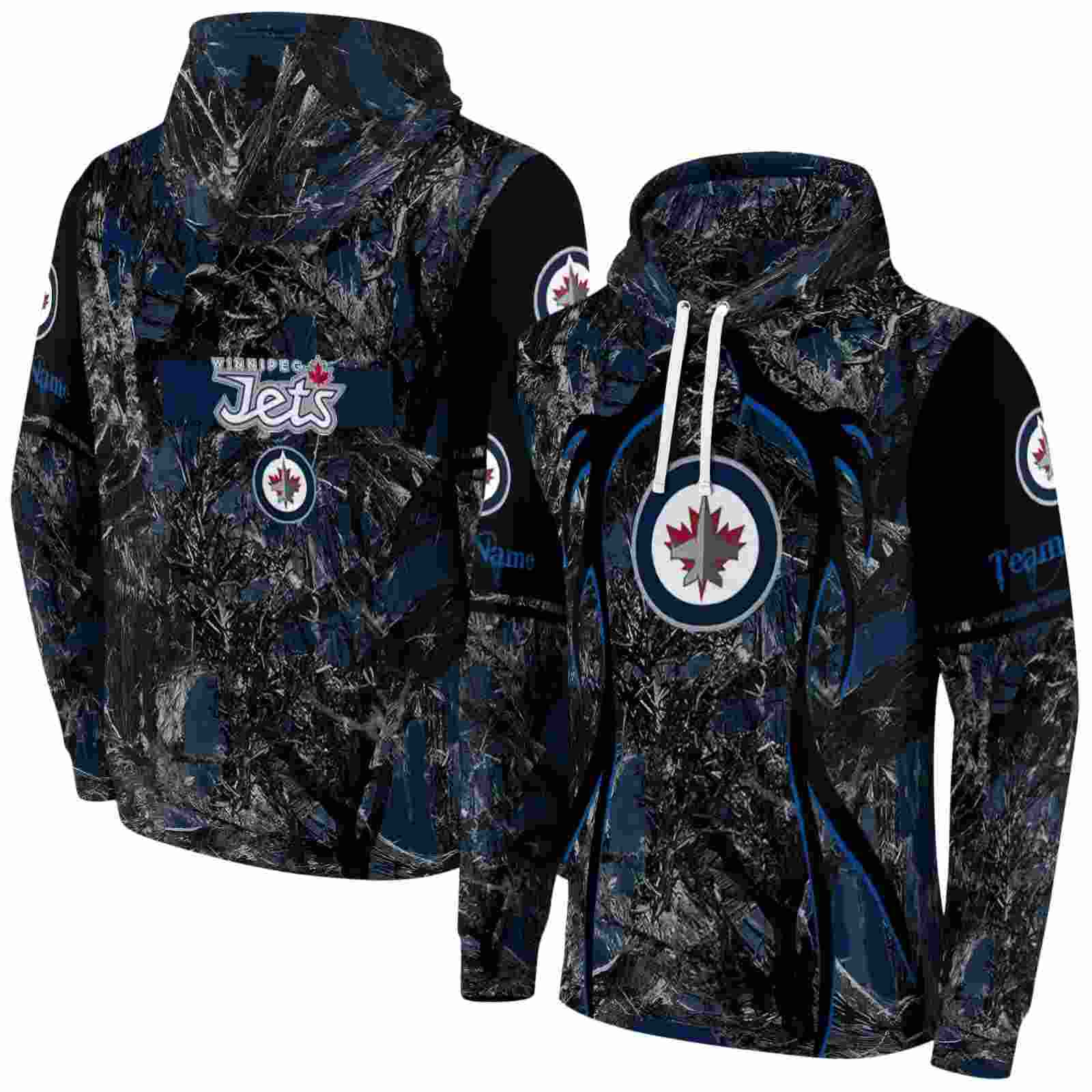 custom winnipeg jets hunting theme blue black hoodie fashion forward