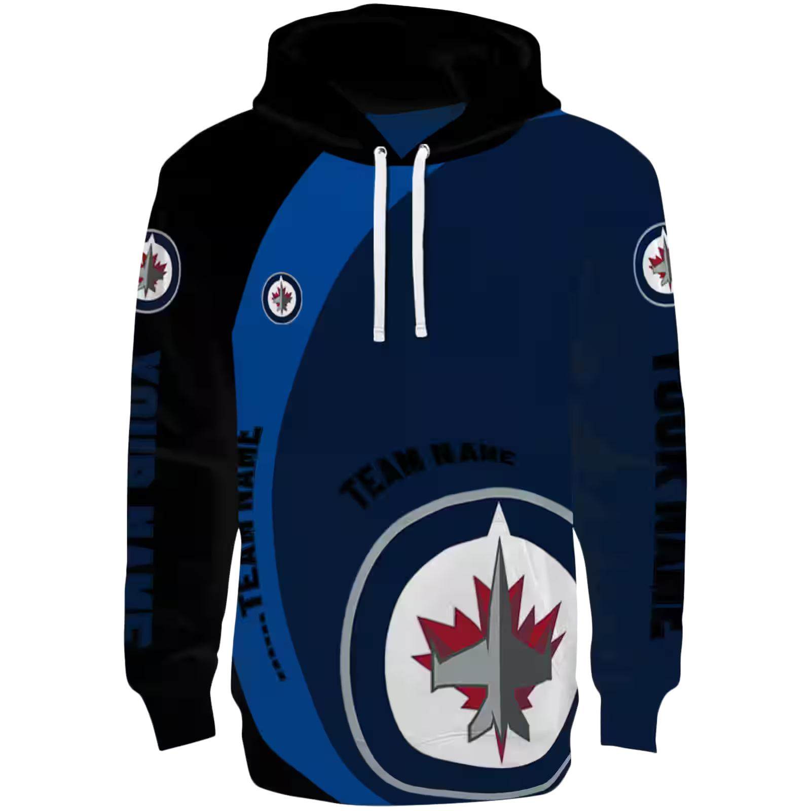 Custom Winnipeg Jets Minimalist Design Blue Black Hoodie