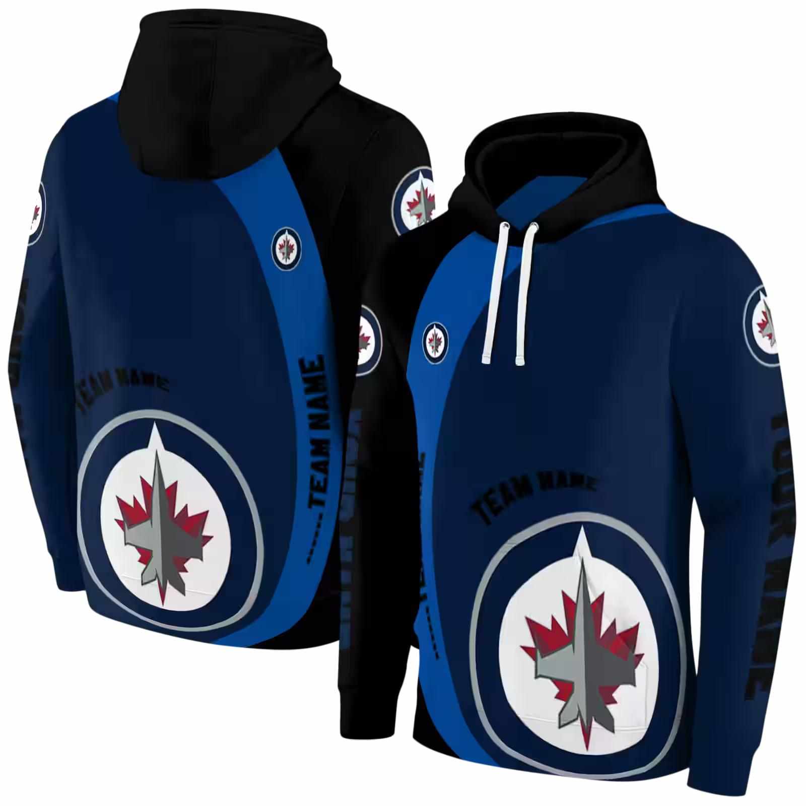 custom winnipeg jets minimalist design blue black hoodie fashion forward