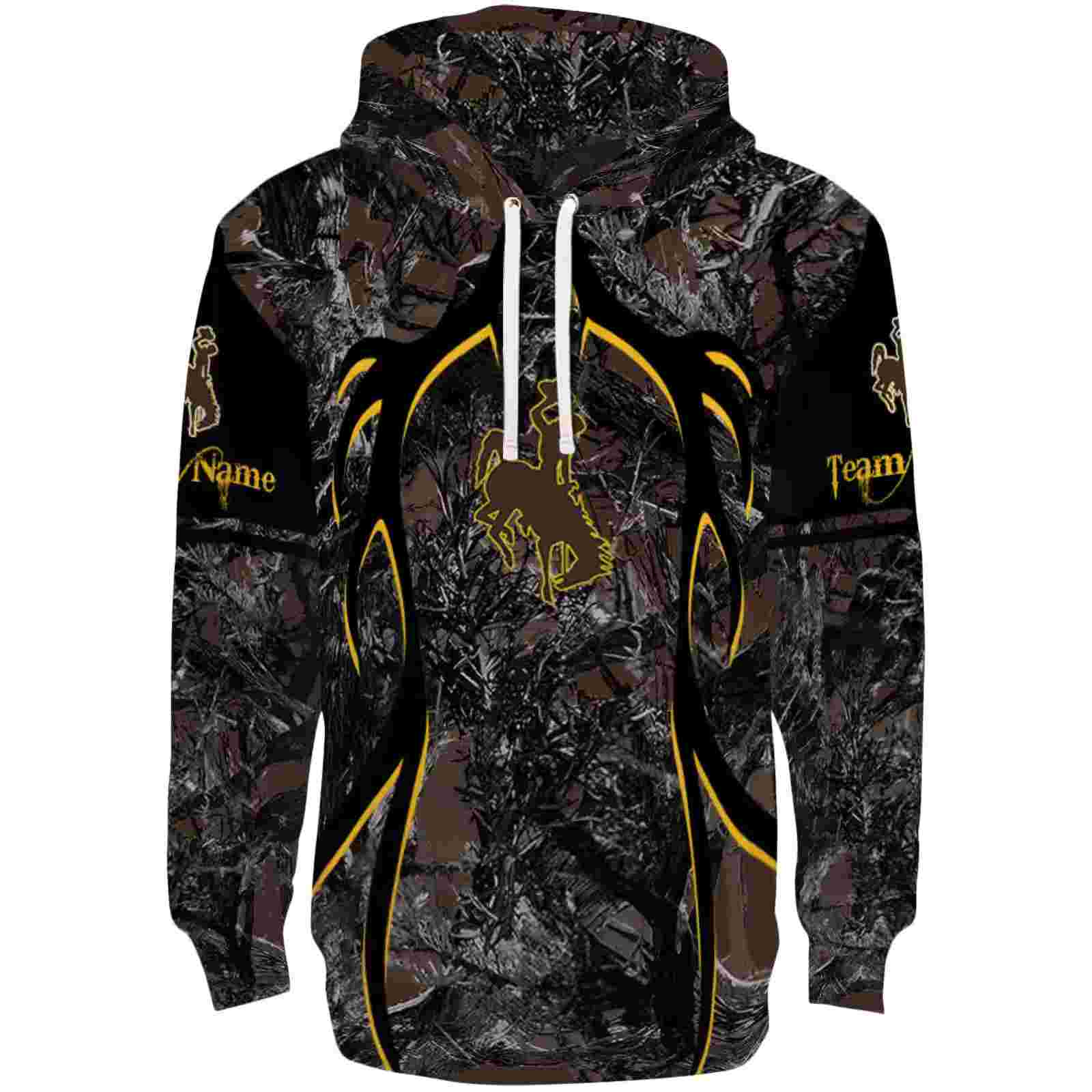 Custom Wyoming Cowboys Hunting Theme Brown Black Hoodie