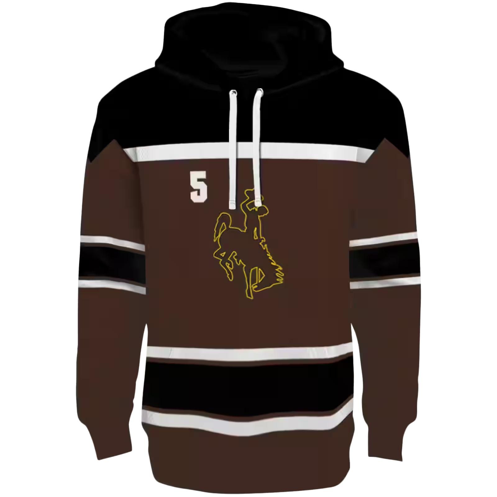 Custom Wyoming Cowboys Striped Pattern Brown Hoodie