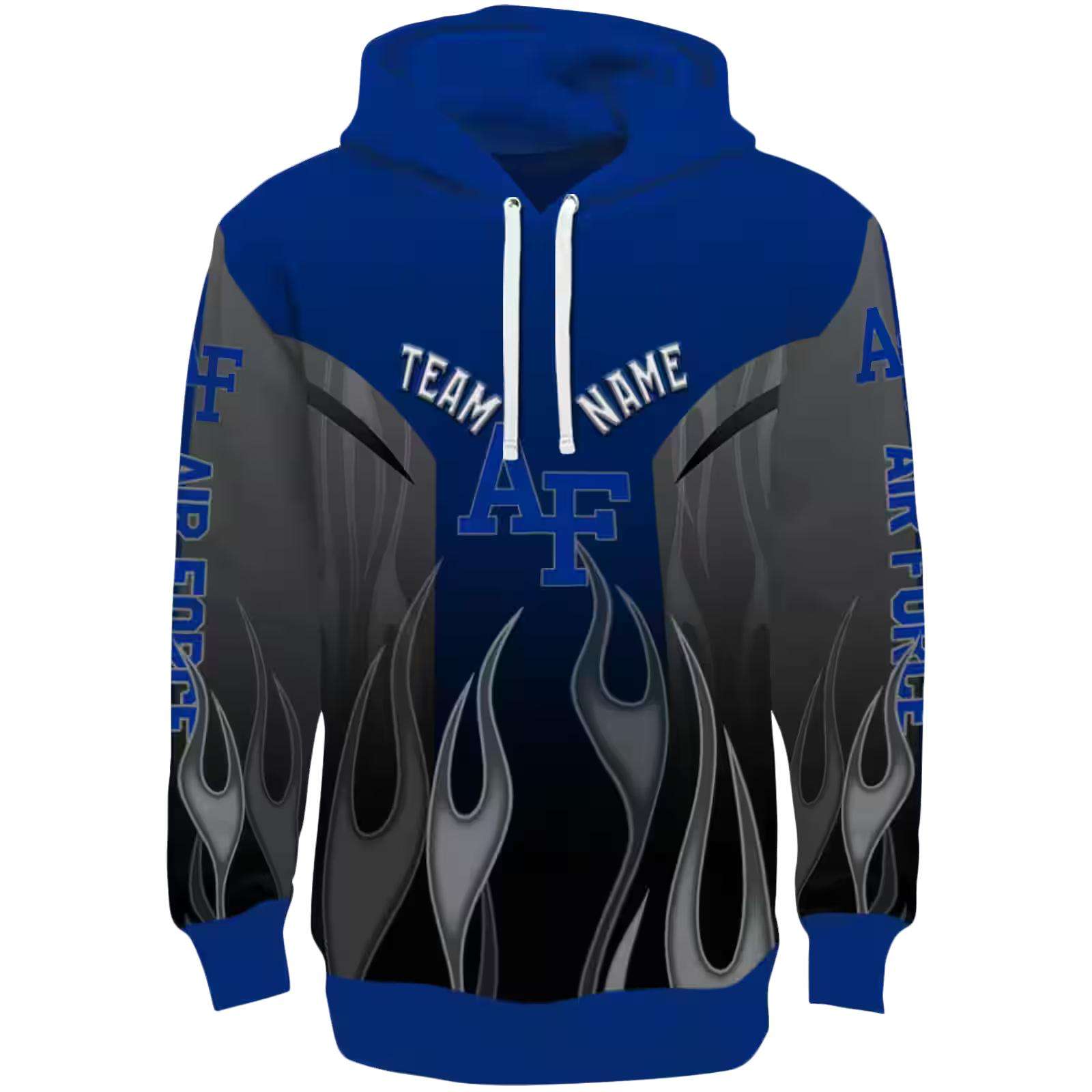 Customized Air Force Falcons Flame Design Blue Hoodie