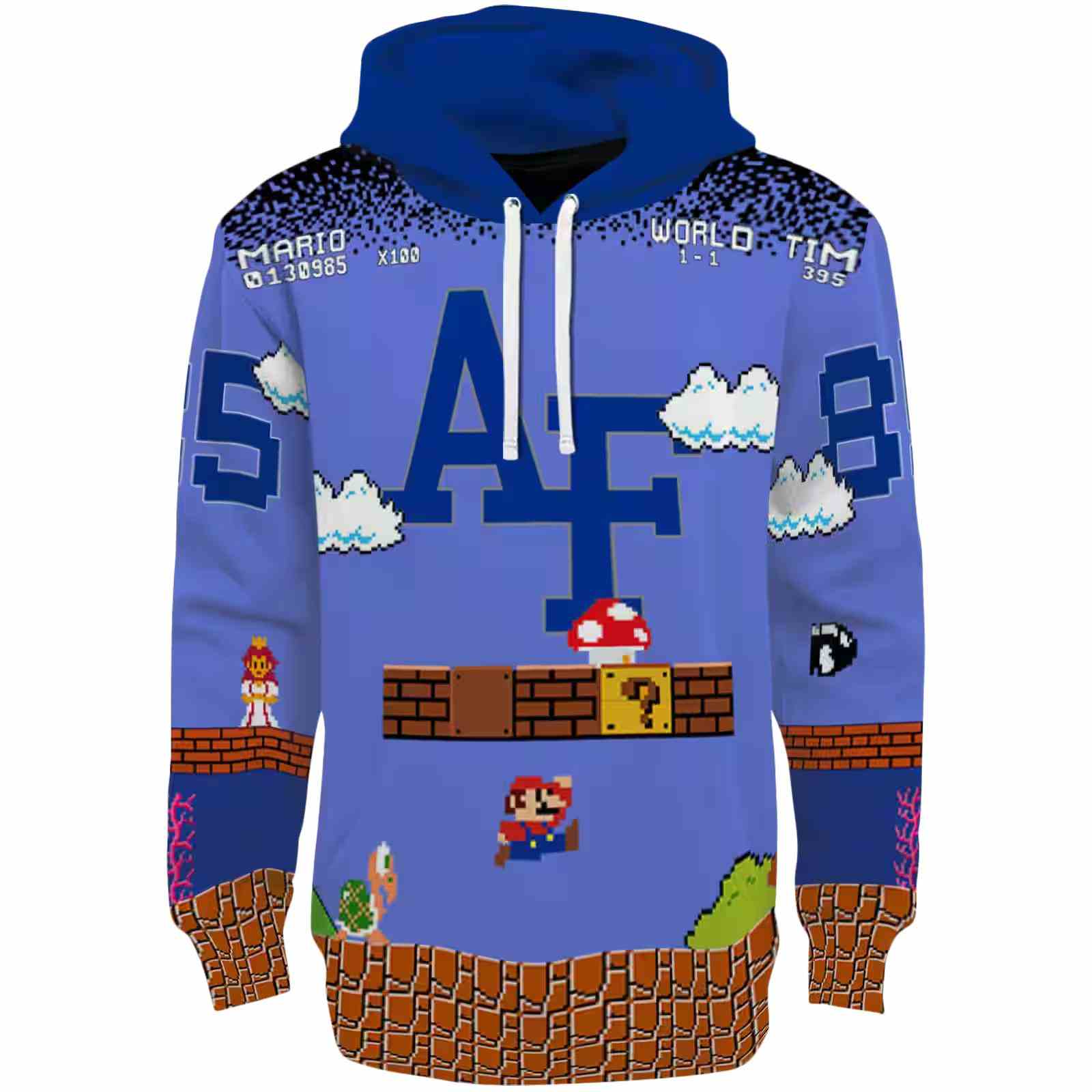 Customized Air Force Falcons Mario Blue Black Hoodie