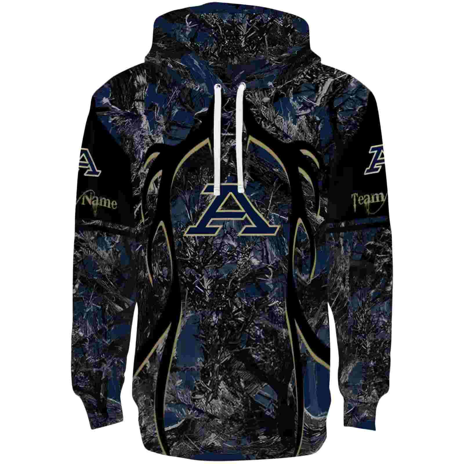 Customized Akron Zips Hunting Theme Blue Black Hoodie