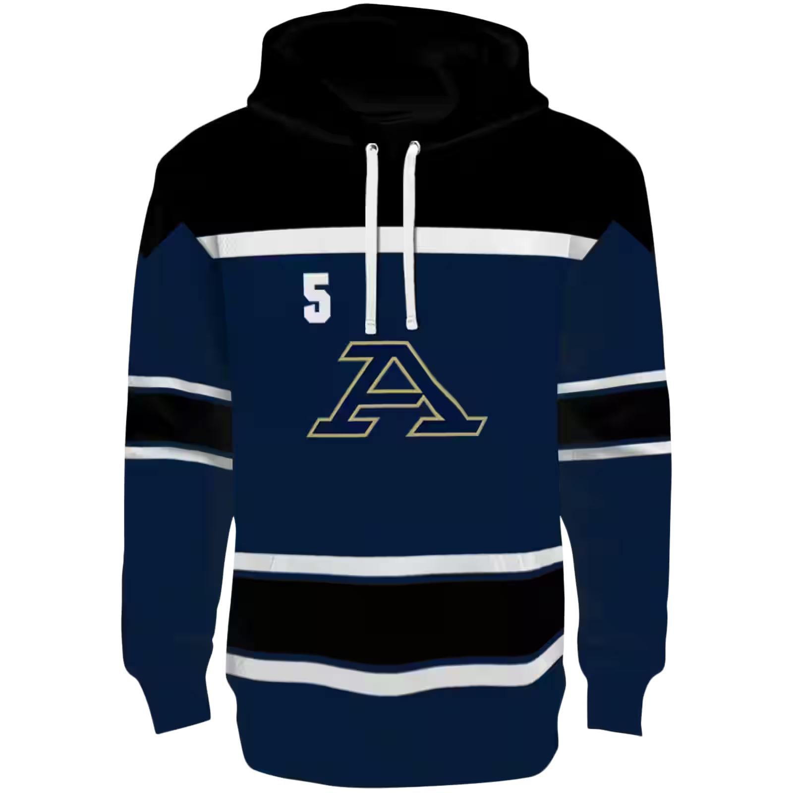 Customized Akron Zips Striped Pattern Blue Hoodie