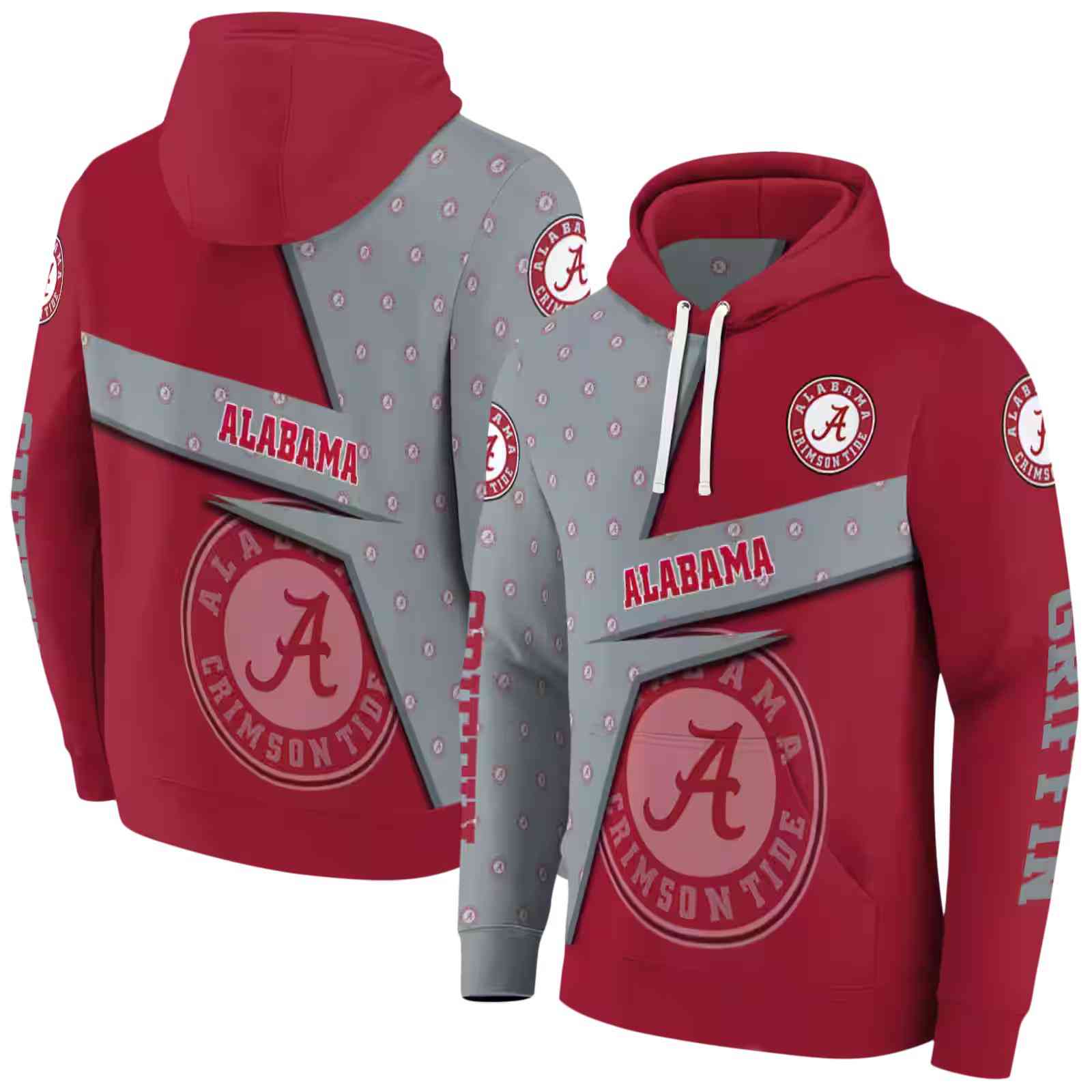 customized alabama crimson tide abstract shape crimson hoodie fashion forward