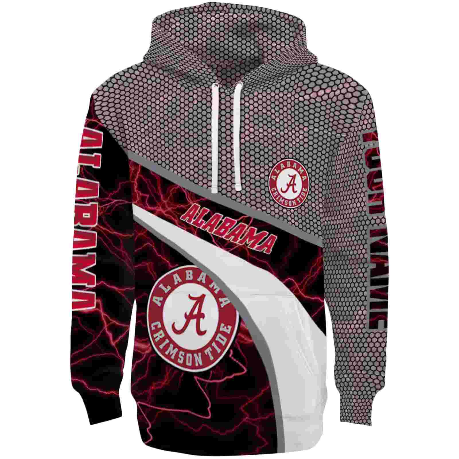 Customized Alabama Crimson Tide Hexagonal Mesh Crimson Black Gray Hoodie