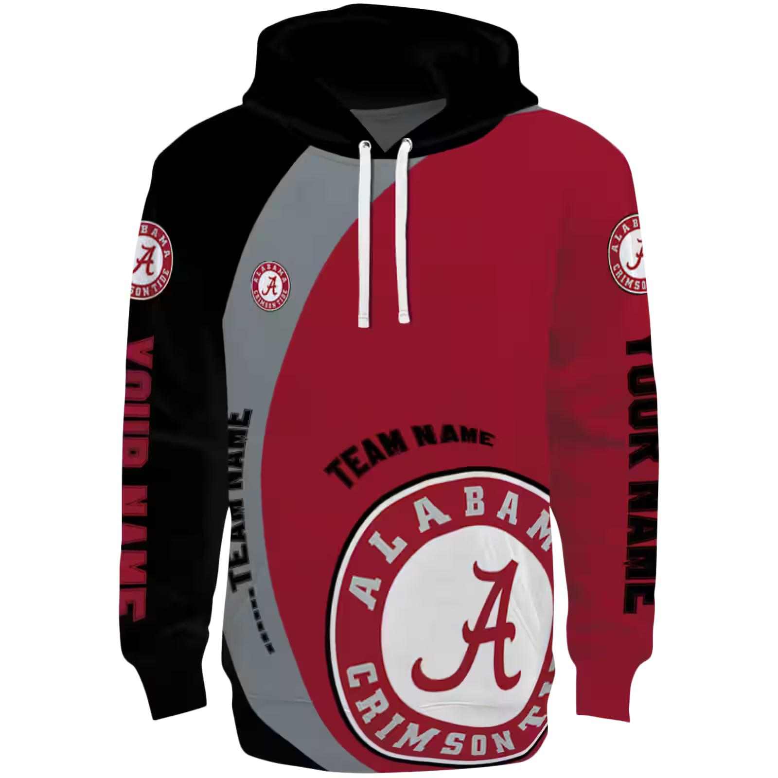 Customized Alabama Crimson Tide Minimalist Design Crimson Black Hoodie