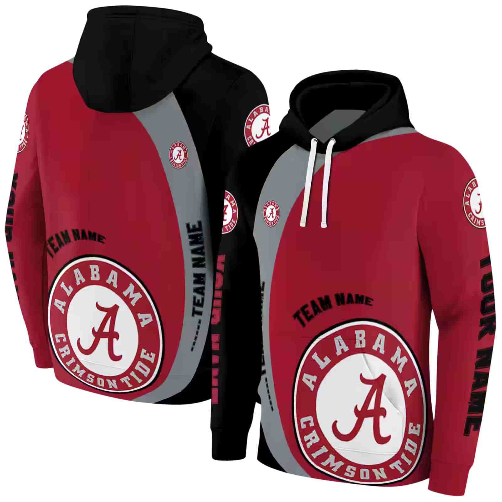 customized alabama crimson tide minimalist design crimson black hoodie fashion forward