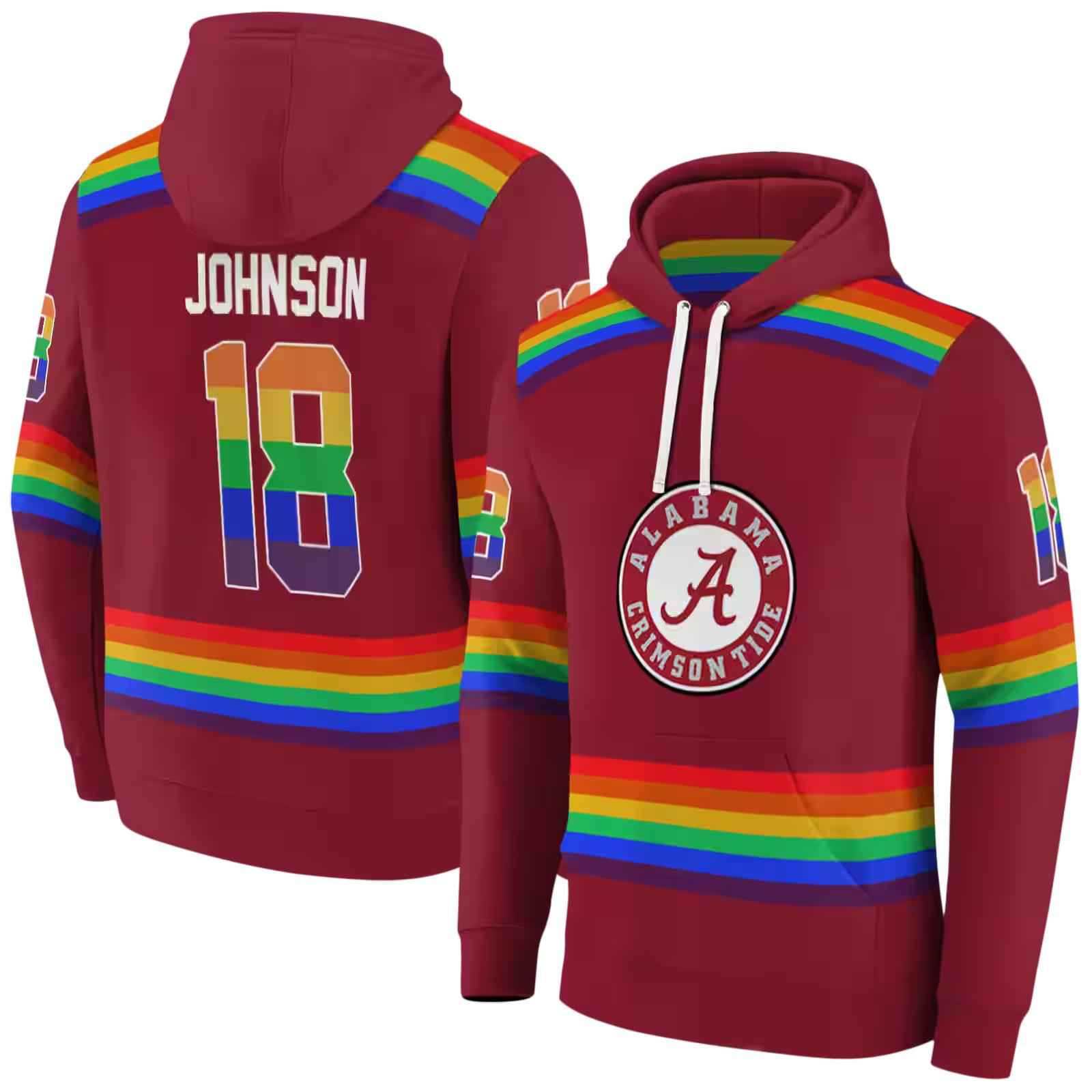 customized alabama crimson tide rainbow stripes crimson hoodie fashion forward