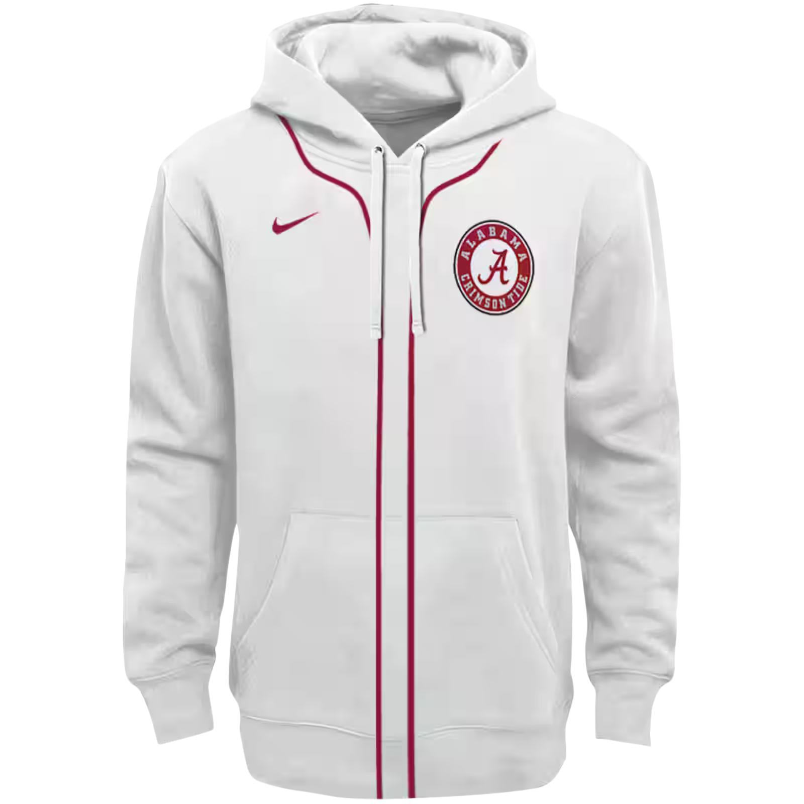 Customized Alabama Crimson Tide Sporty Stripe White Hoodie