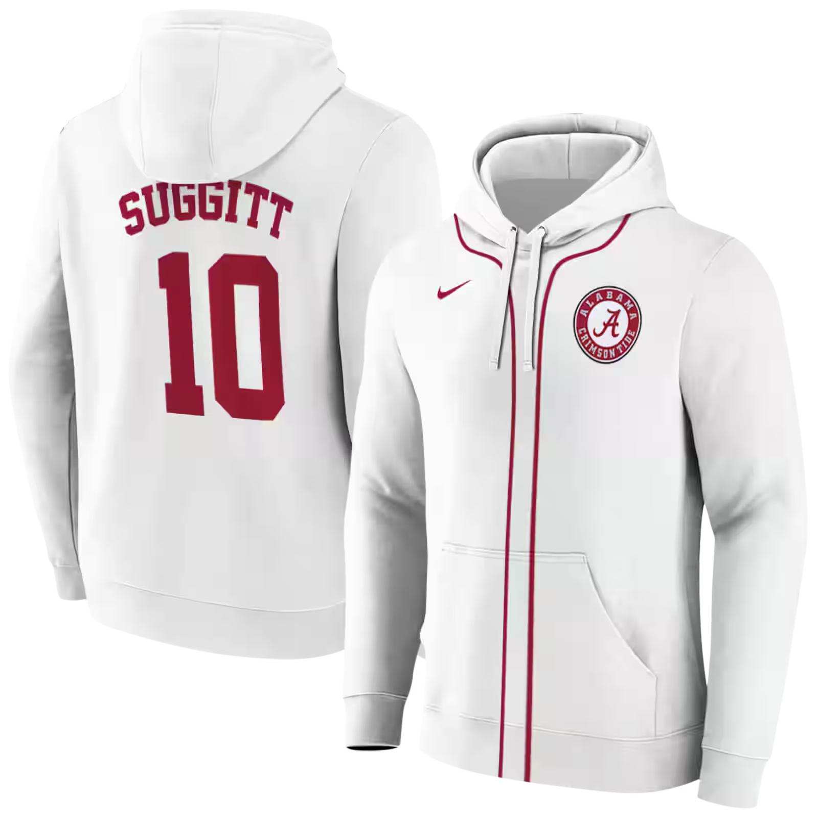 customized alabama crimson tide sporty stripe white hoodie fashion forward