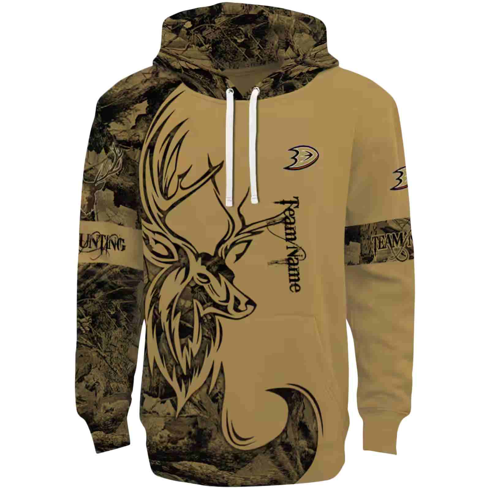 Customized Anaheim Ducks Deer Silhouette Gold Hoodie