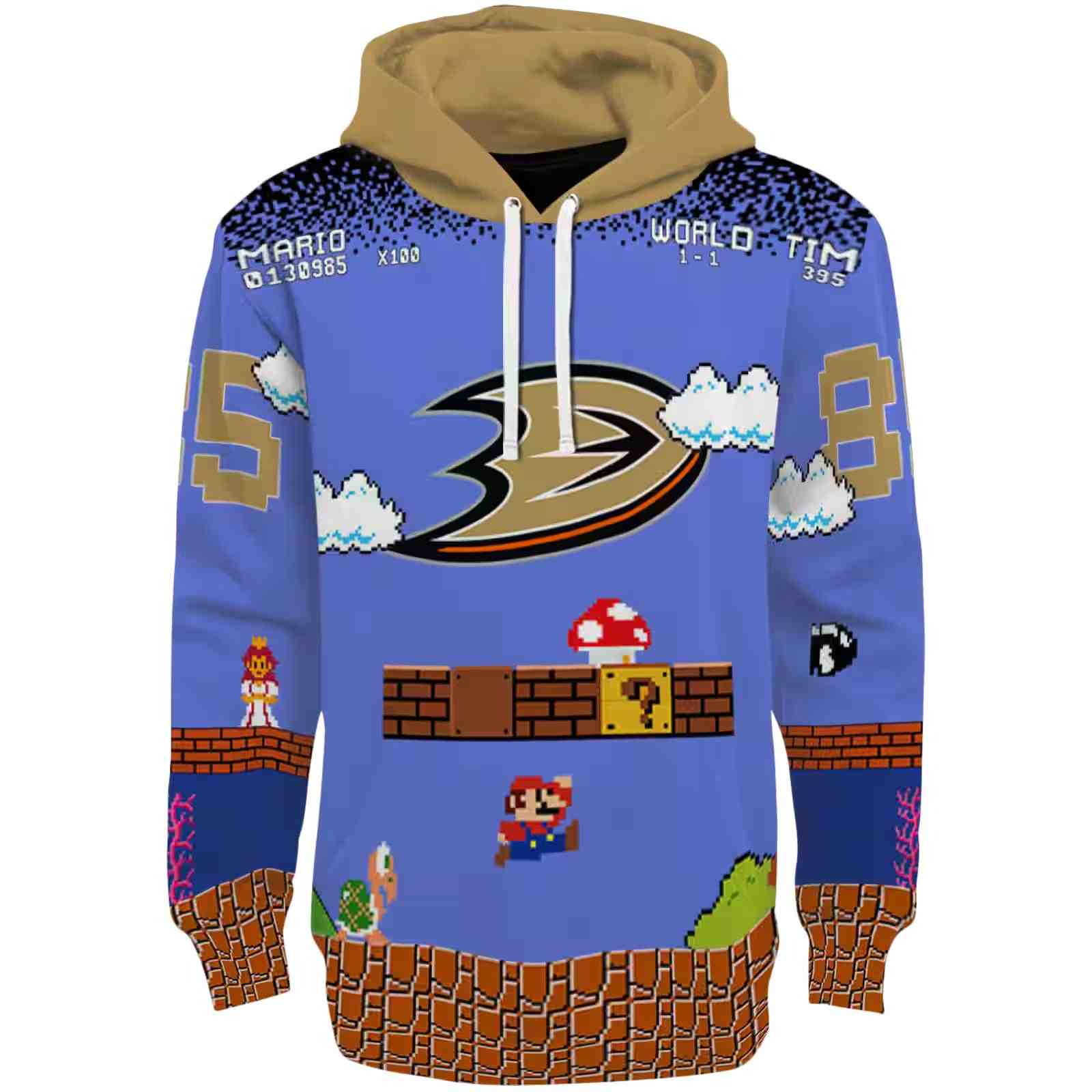 Customized Anaheim Ducks Mario Blue Black Hoodie