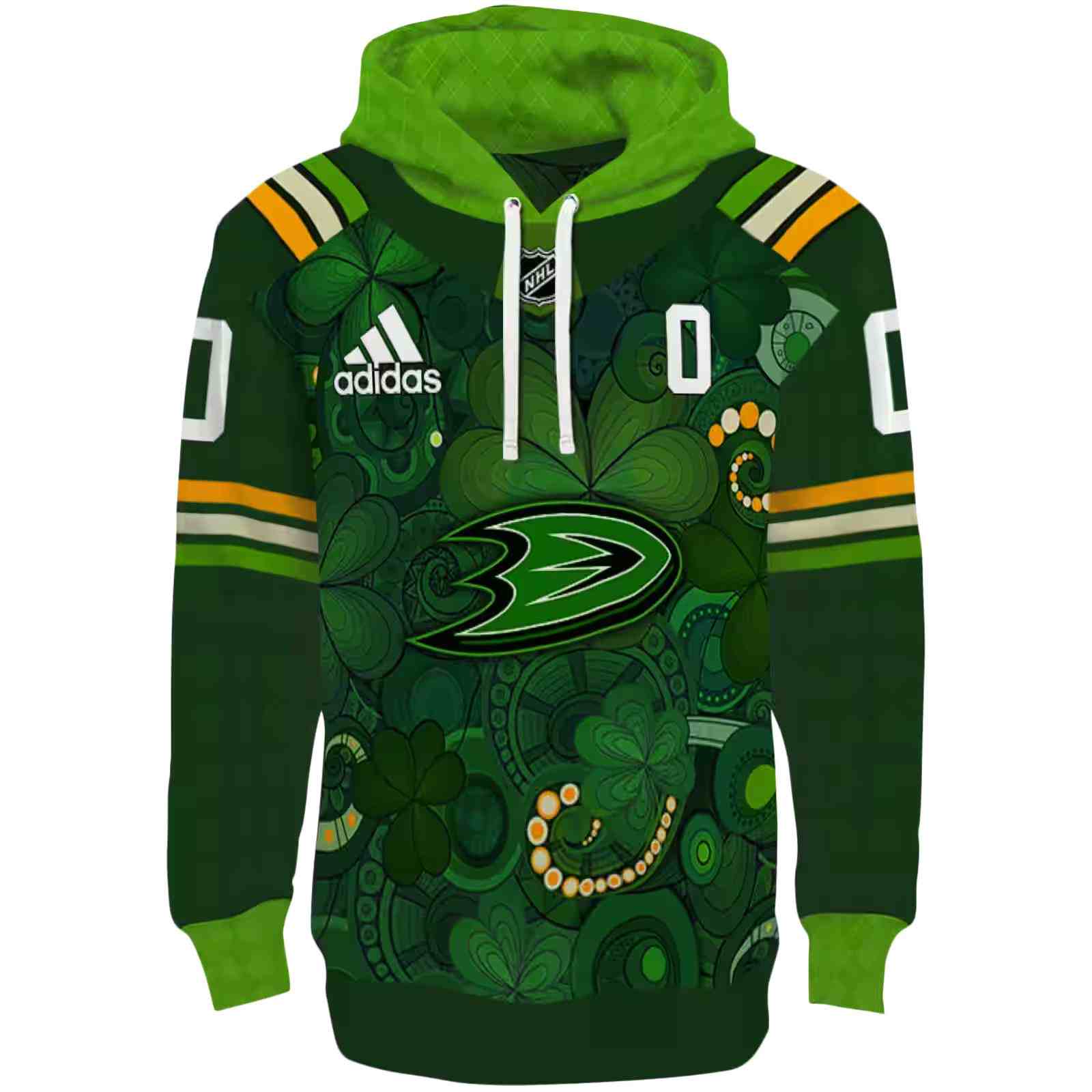 Customized Anaheim Ducks Shamrock Theme Green Hoodie