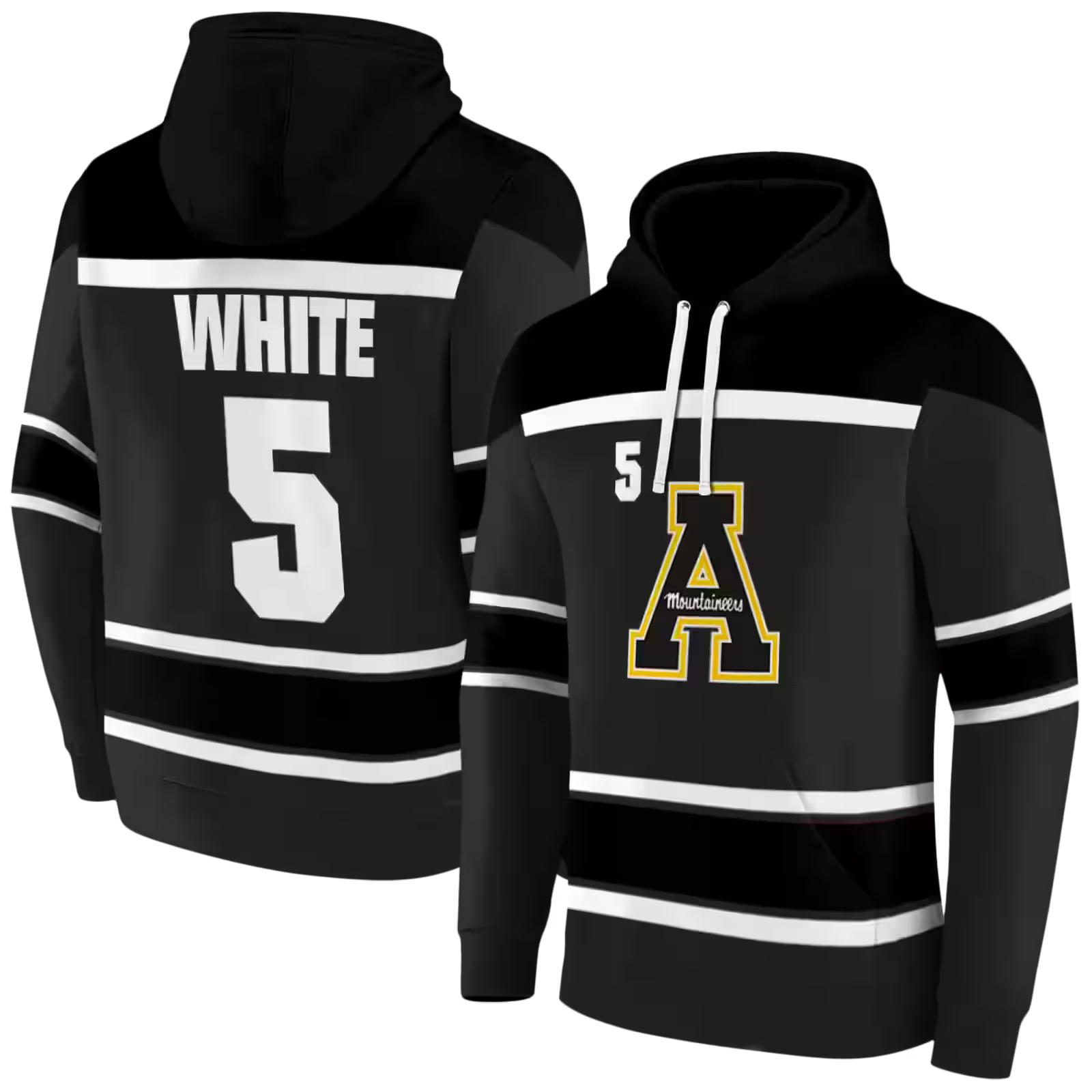 customized appalachian state mountaineers striped pattern black hoodie fashion forward