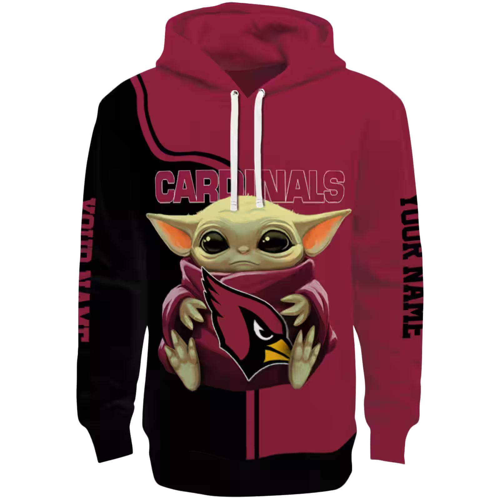 Customized Arizona Cardinals Baby Yoda Red Black Hoodie