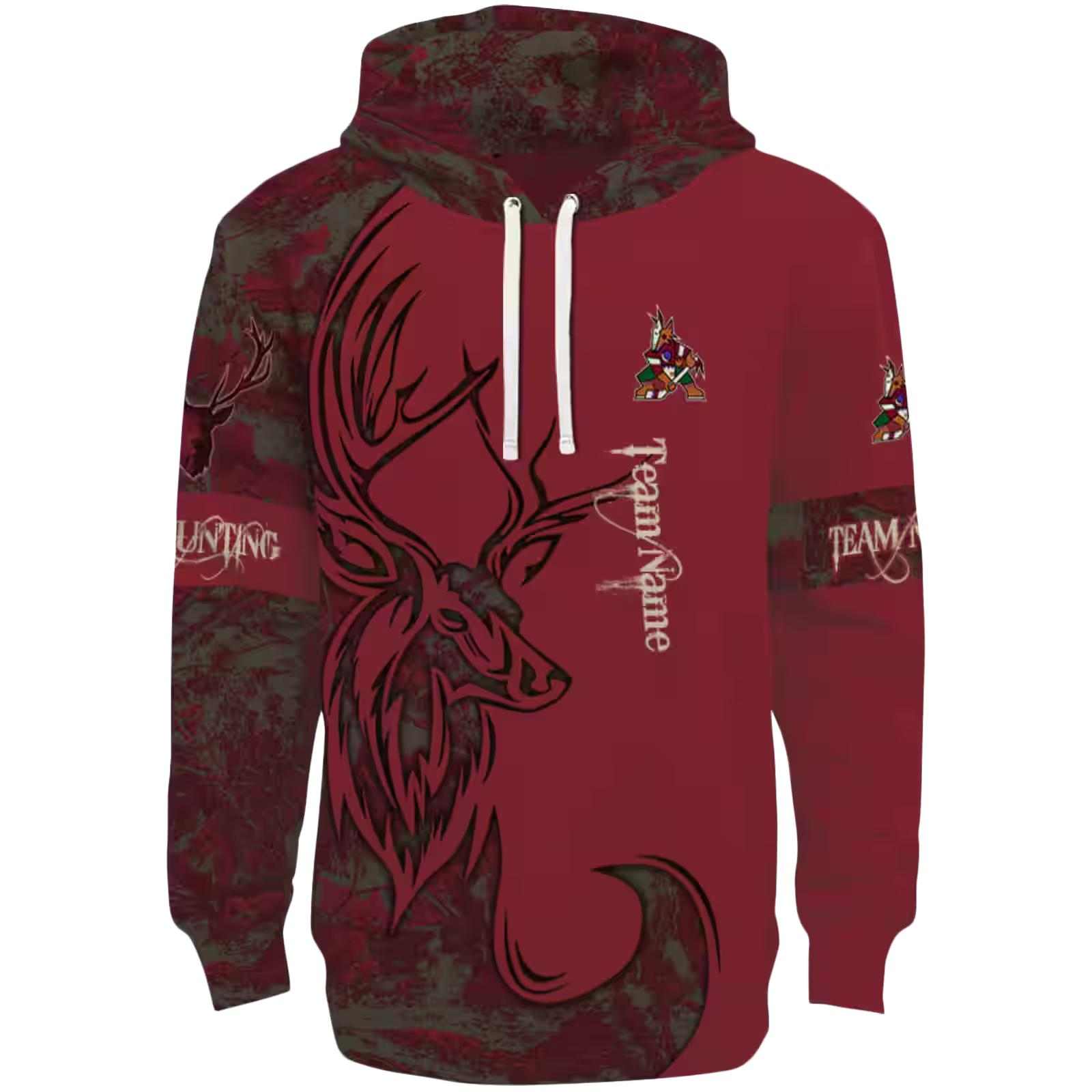 Customized Arizona Coyotes Deer Silhouette Red Hoodie