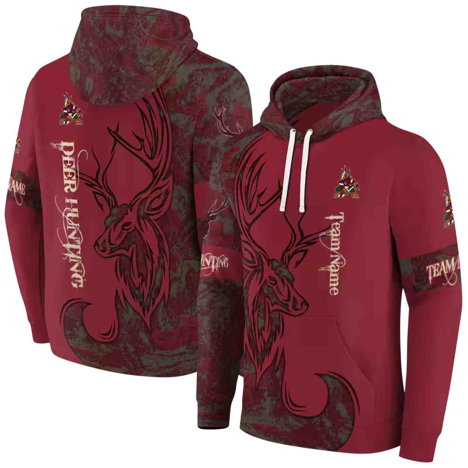 customized arizona coyotes deer silhouette red hoodie fashion forward