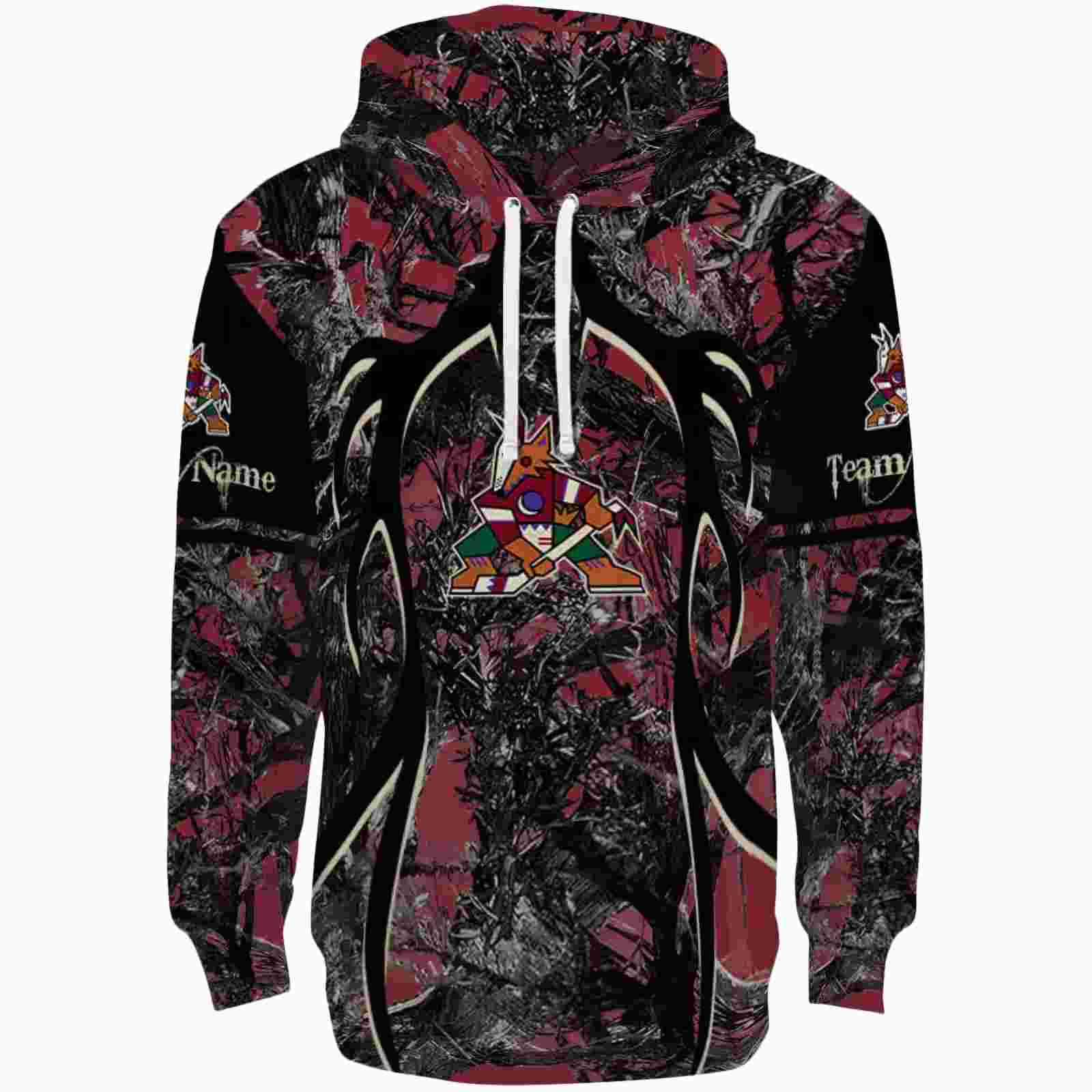 Customized Arizona Coyotes Hunting Theme Red Black Hoodie