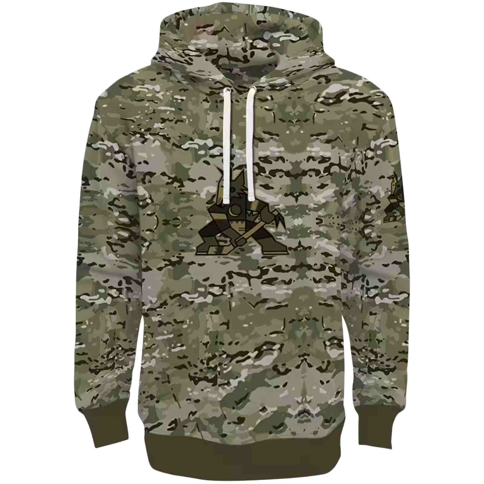 Customized Arizona Coyotes Military Style Hoodie