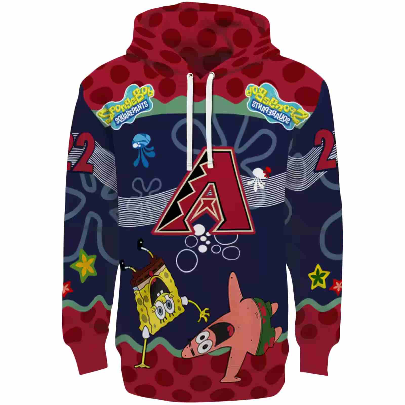 Customized Arizona Diamondbacks Spongebob Patrick Star Red Navy Hoodie