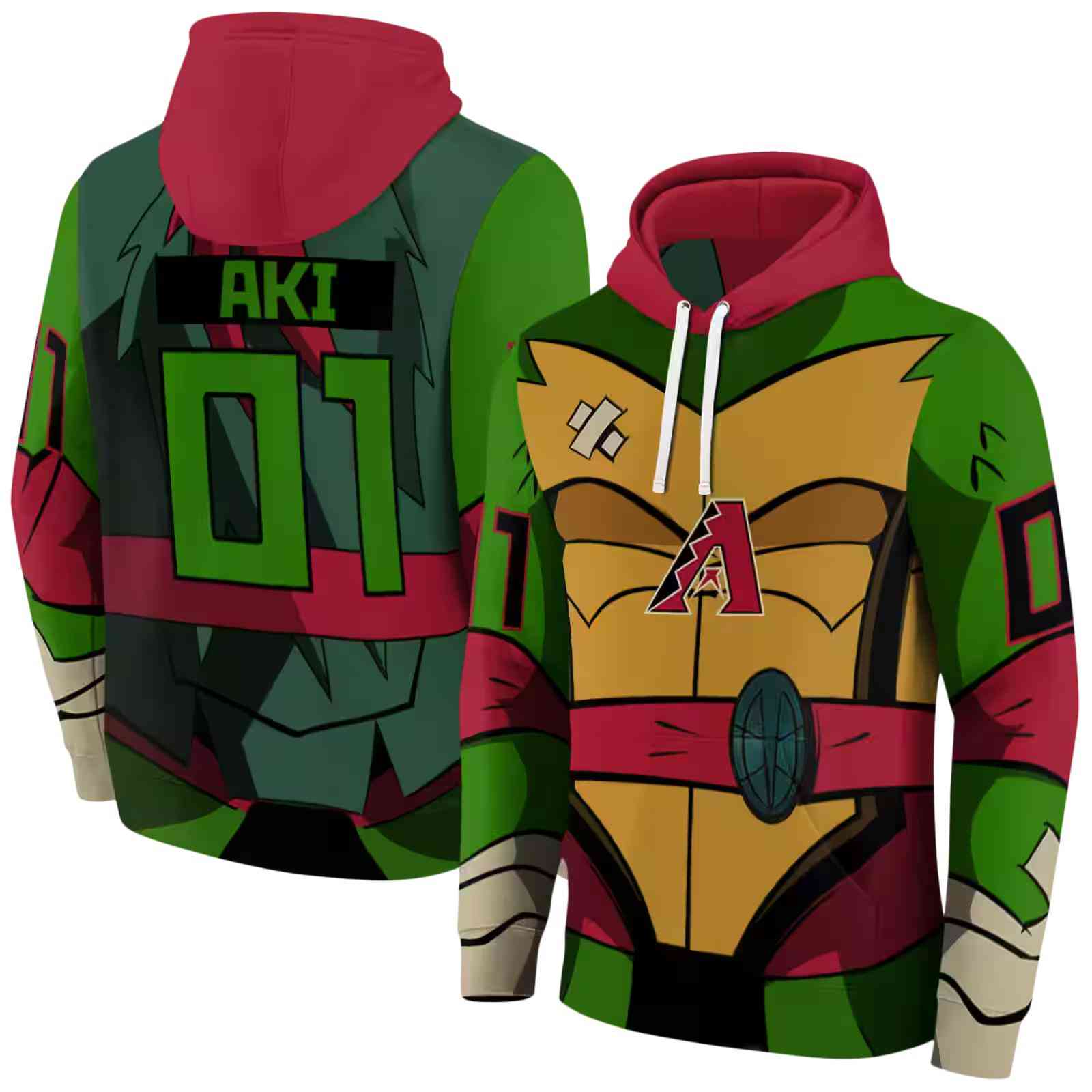 customized arizona diamondbacks superhero armor red green hoodie fashion forward