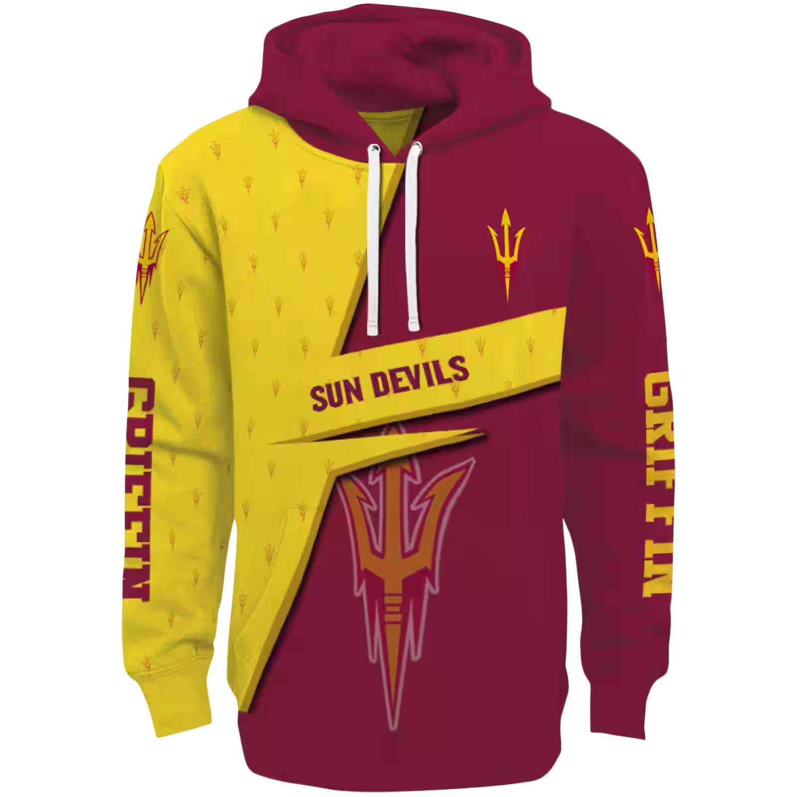 Customized Arizona State Sun Devils Abstract Shape Maroon Hoodie