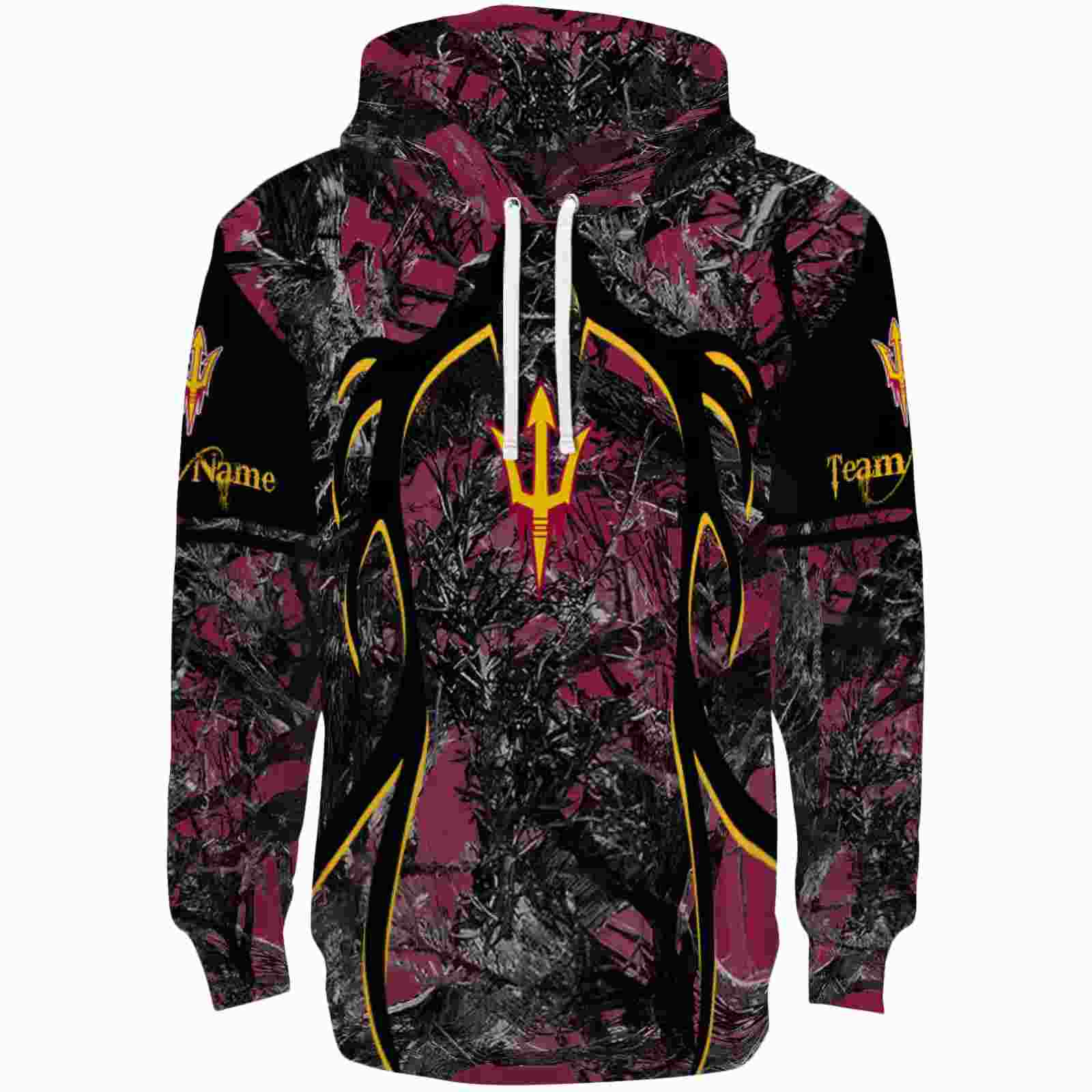 Customized Arizona State Sun Devils Hunting Theme Maroon Black Hoodie