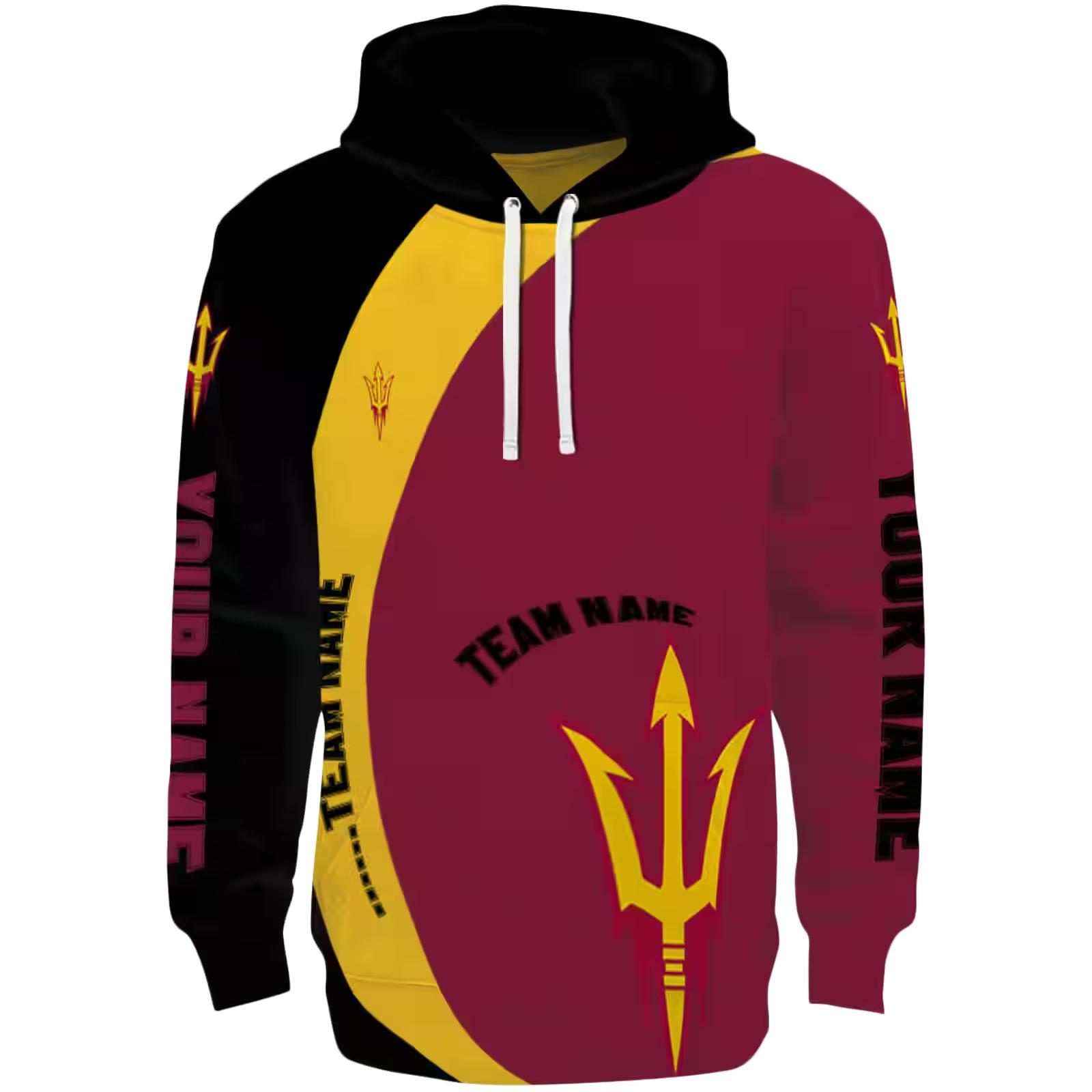 Customized Arizona State Sun Devils Minimalist Design Maroon Black Hoodie