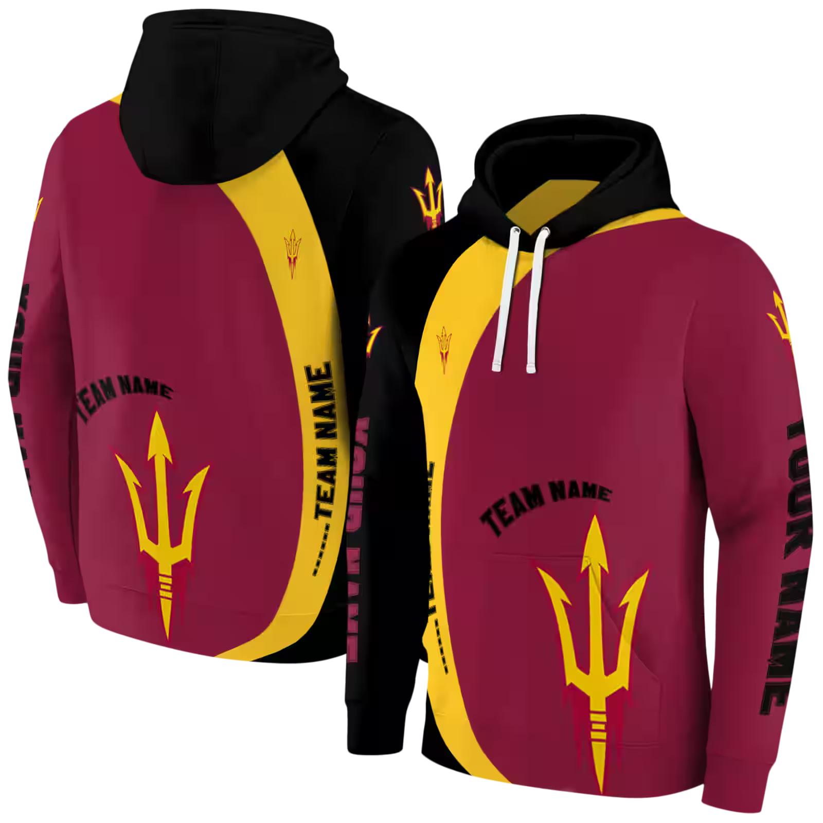 customized arizona state sun devils minimalist design maroon black hoodie fashion forward