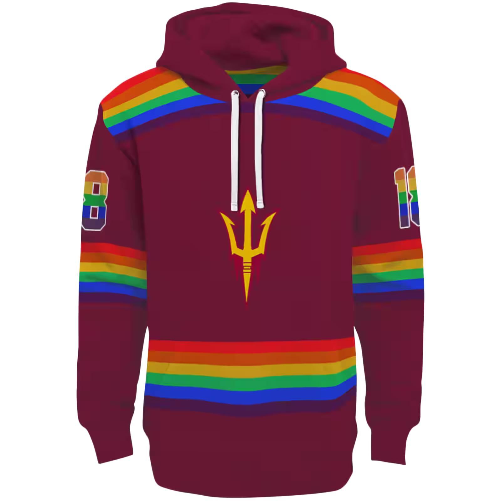 Customized Arizona State Sun Devils Rainbow Stripes Maroon Hoodie