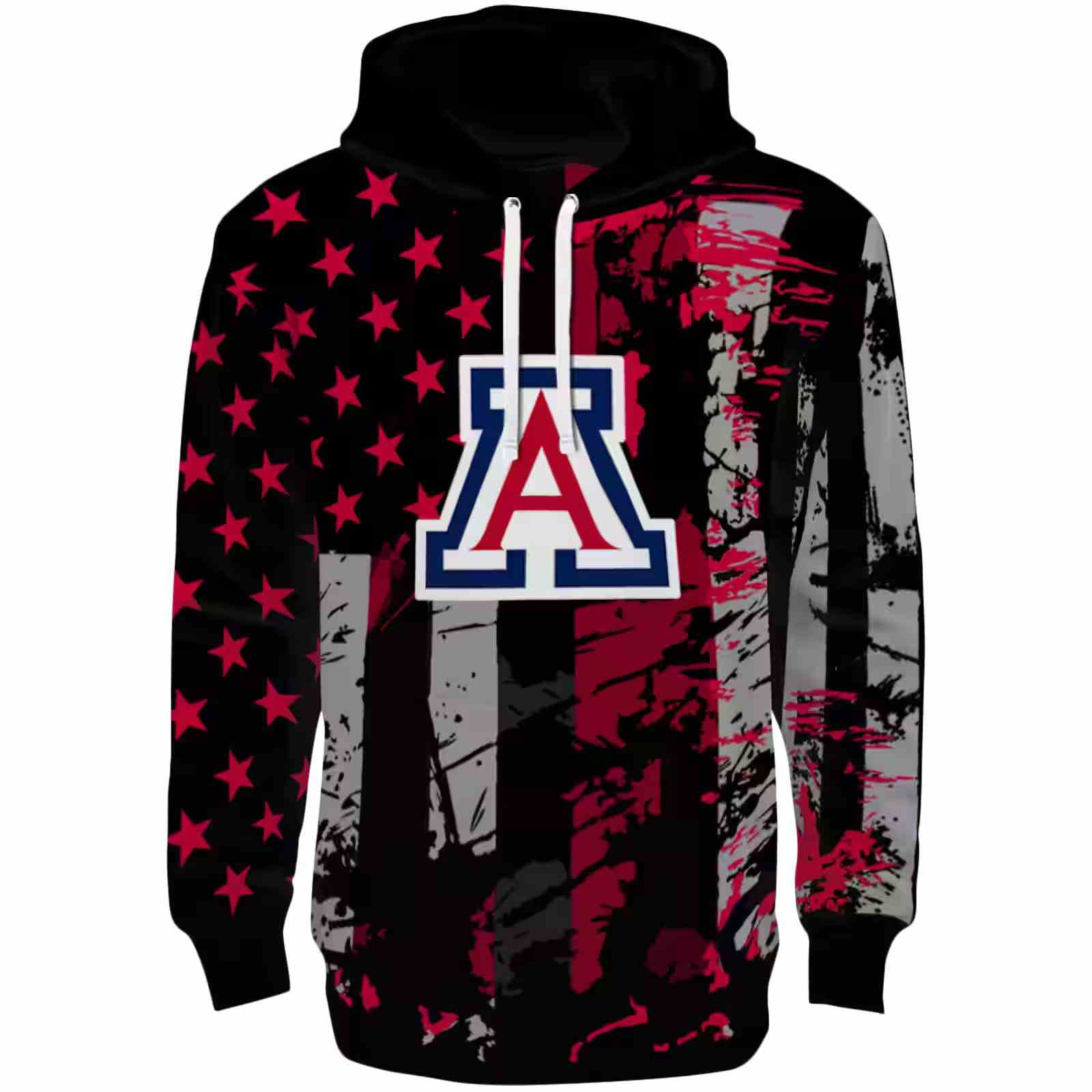 Customized Arizona Wildcats Distressed Flag Red Black Hoodie