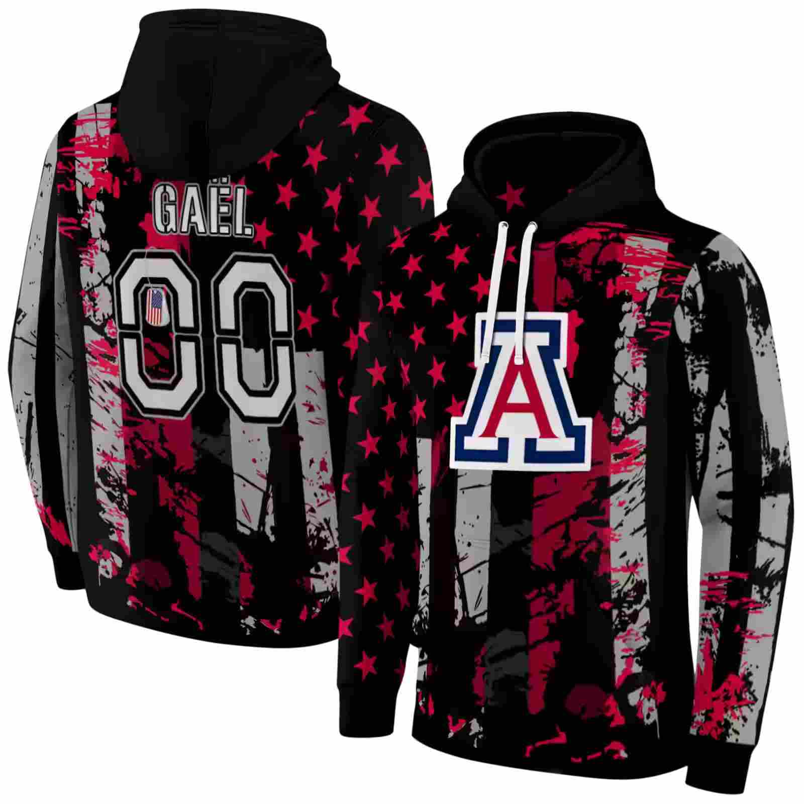 customized arizona wildcats distressed flag red black hoodie fashion forward