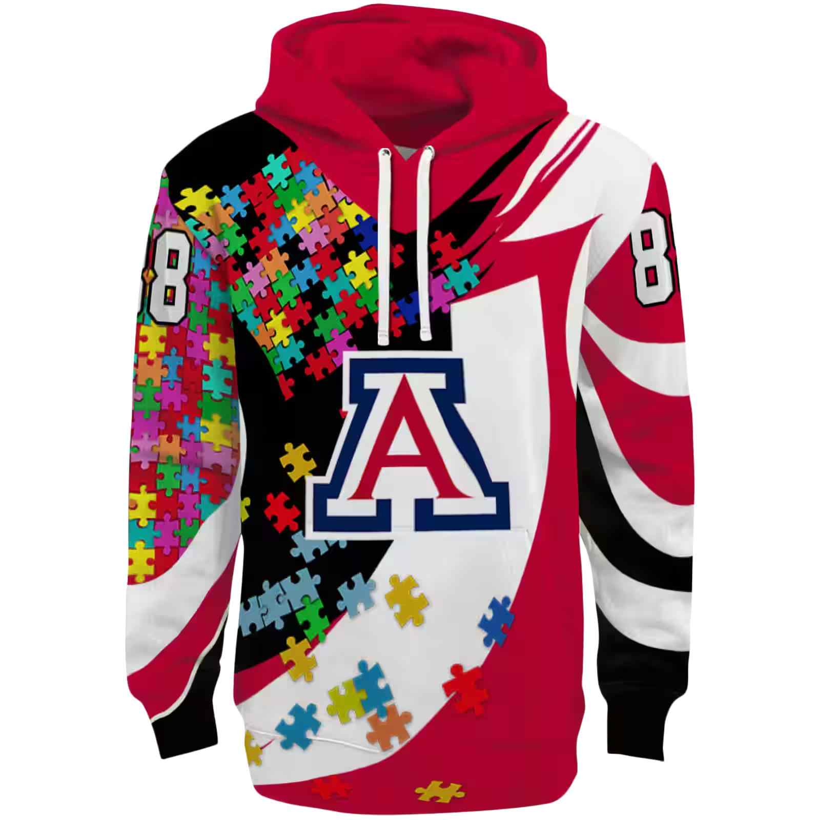 Customized Arizona Wildcats Puzzle Pieces Red Hoodie