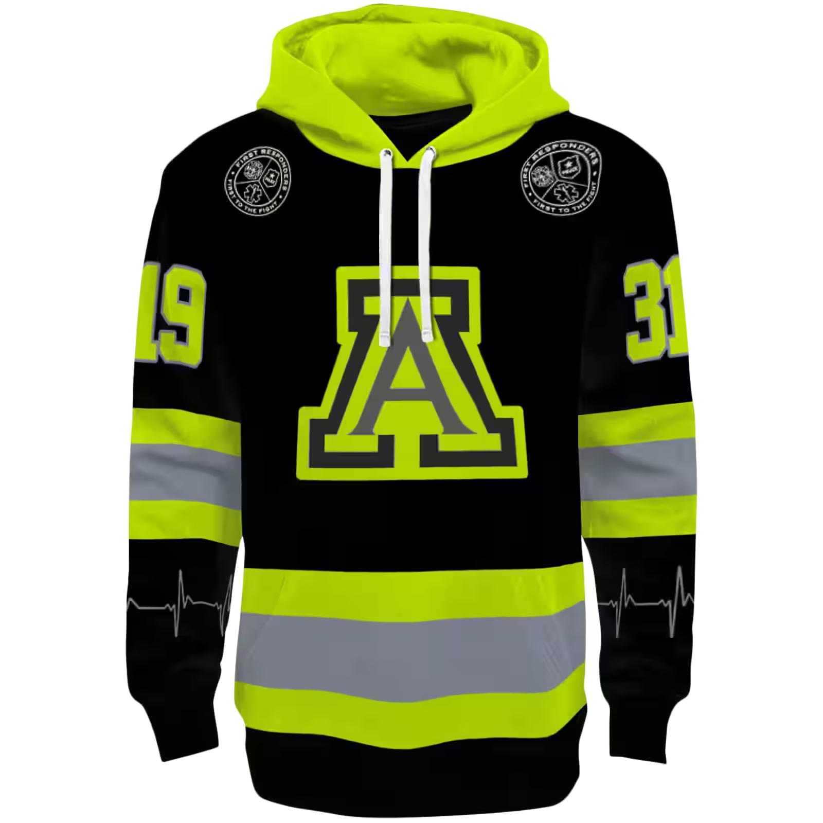 Customized Arizona Wildcats Safety Motif Black Neon Green Hoodie