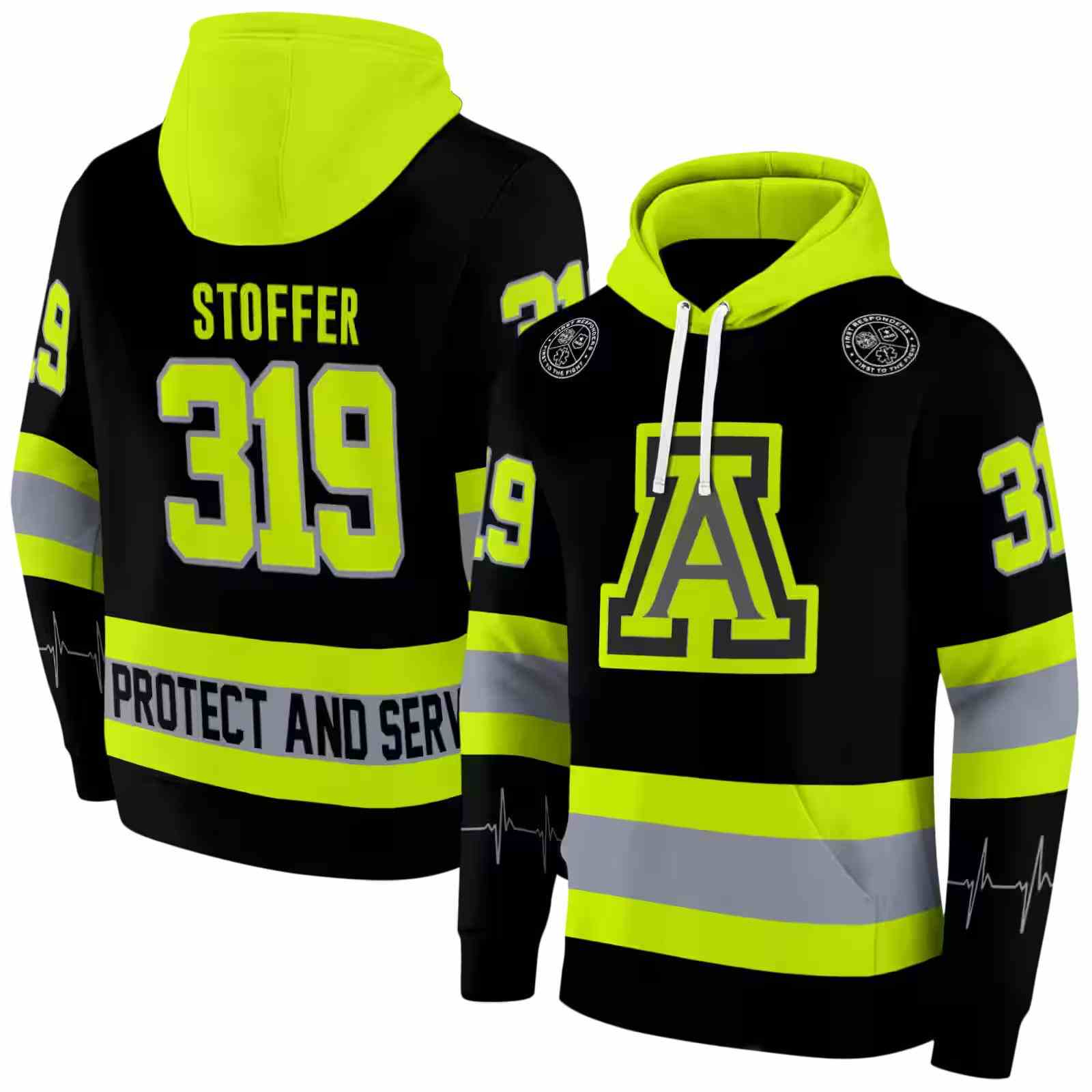 customized arizona wildcats safety motif black neon green hoodie fashion forward