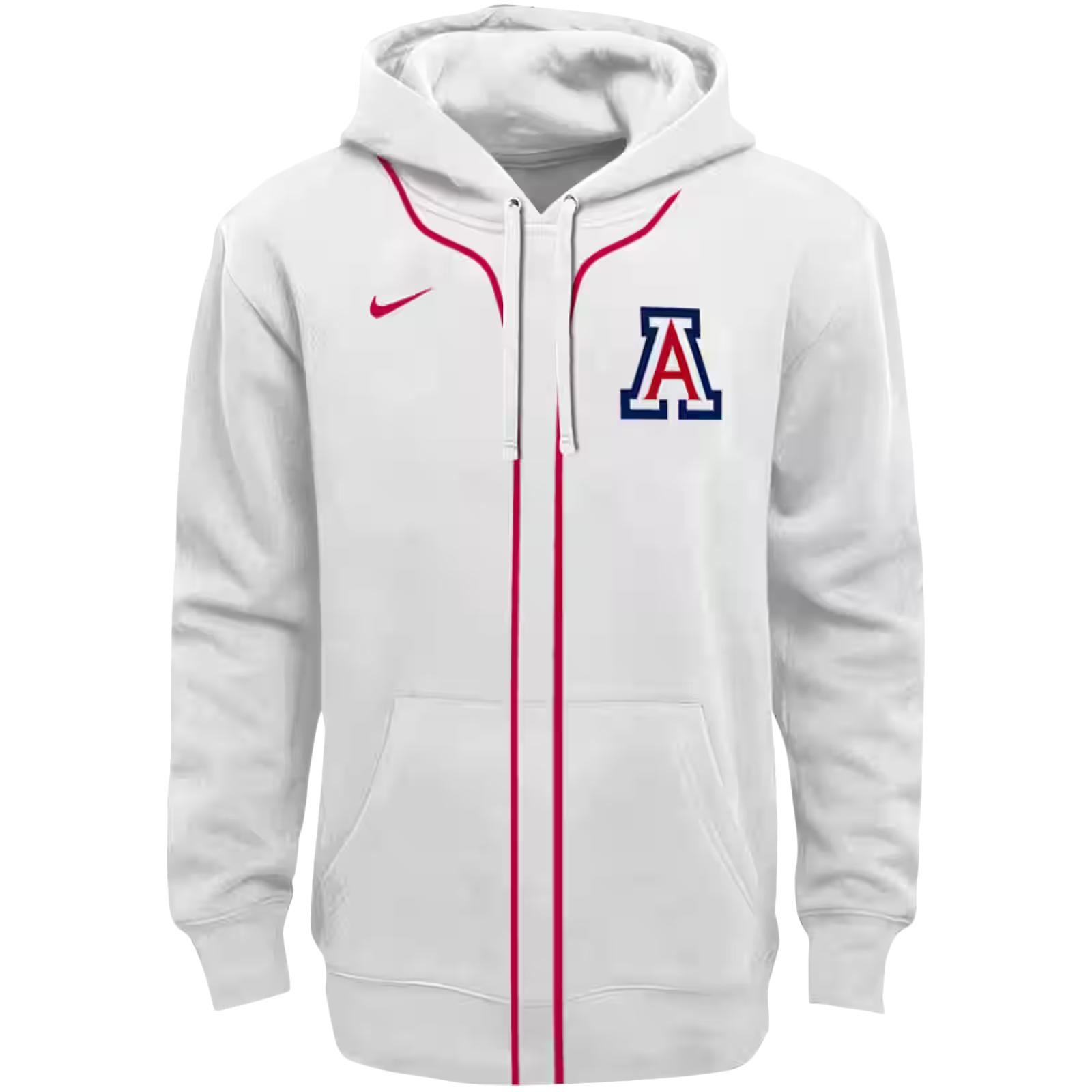 Customized Arizona Wildcats Sporty Stripe White Hoodie