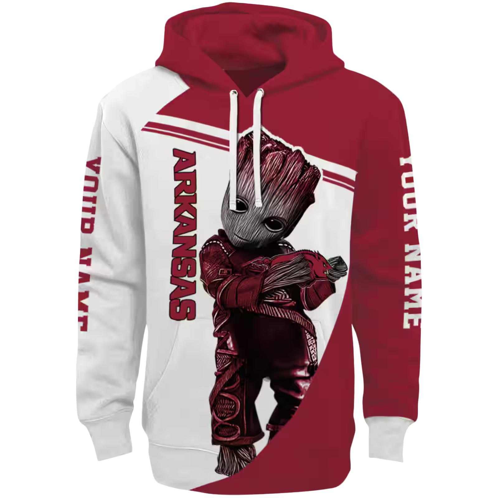 Customized Arkansas Razorbacks Groot Red Hoodie